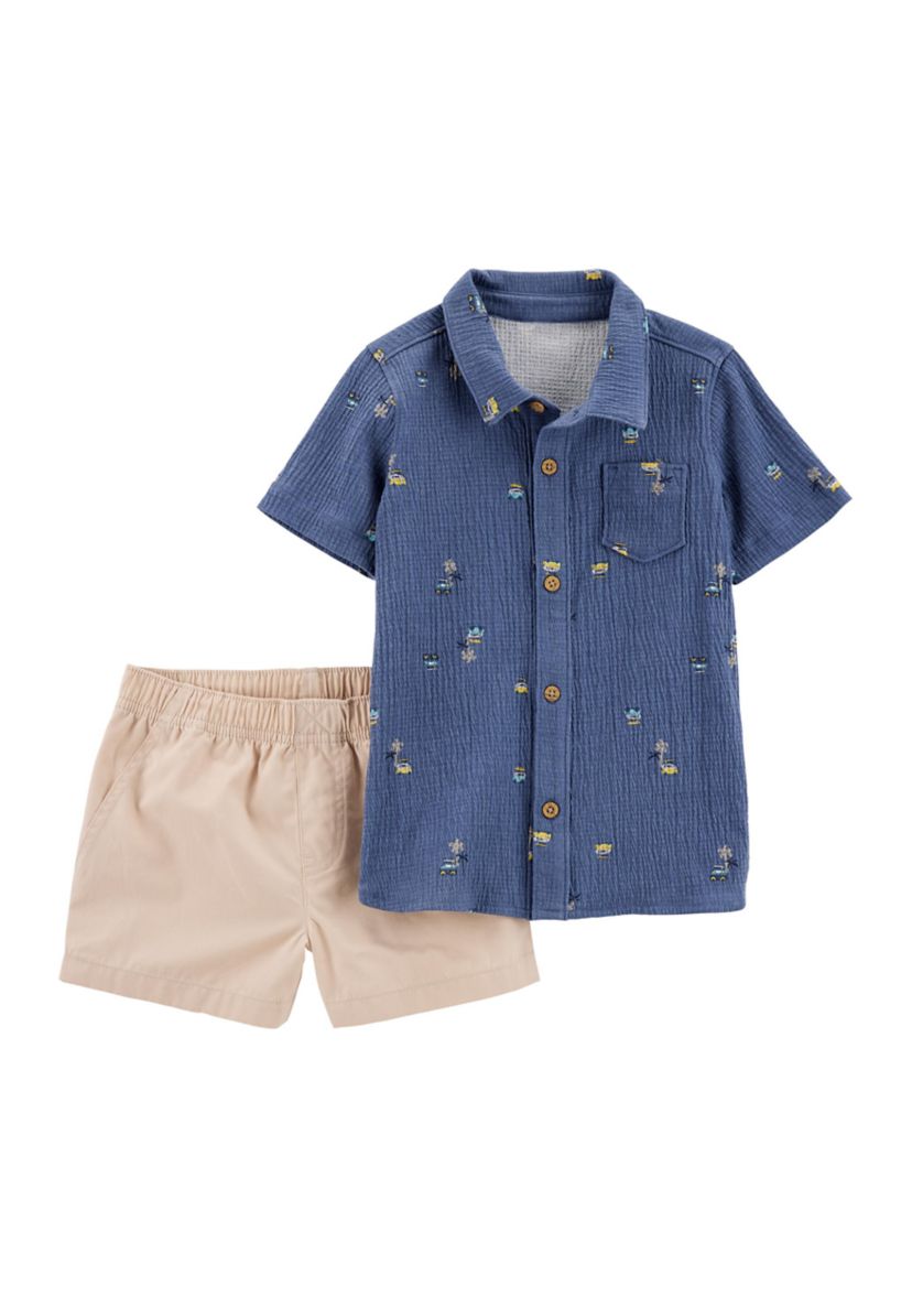 Baby Boys Printed Shirt and Shorts Set
