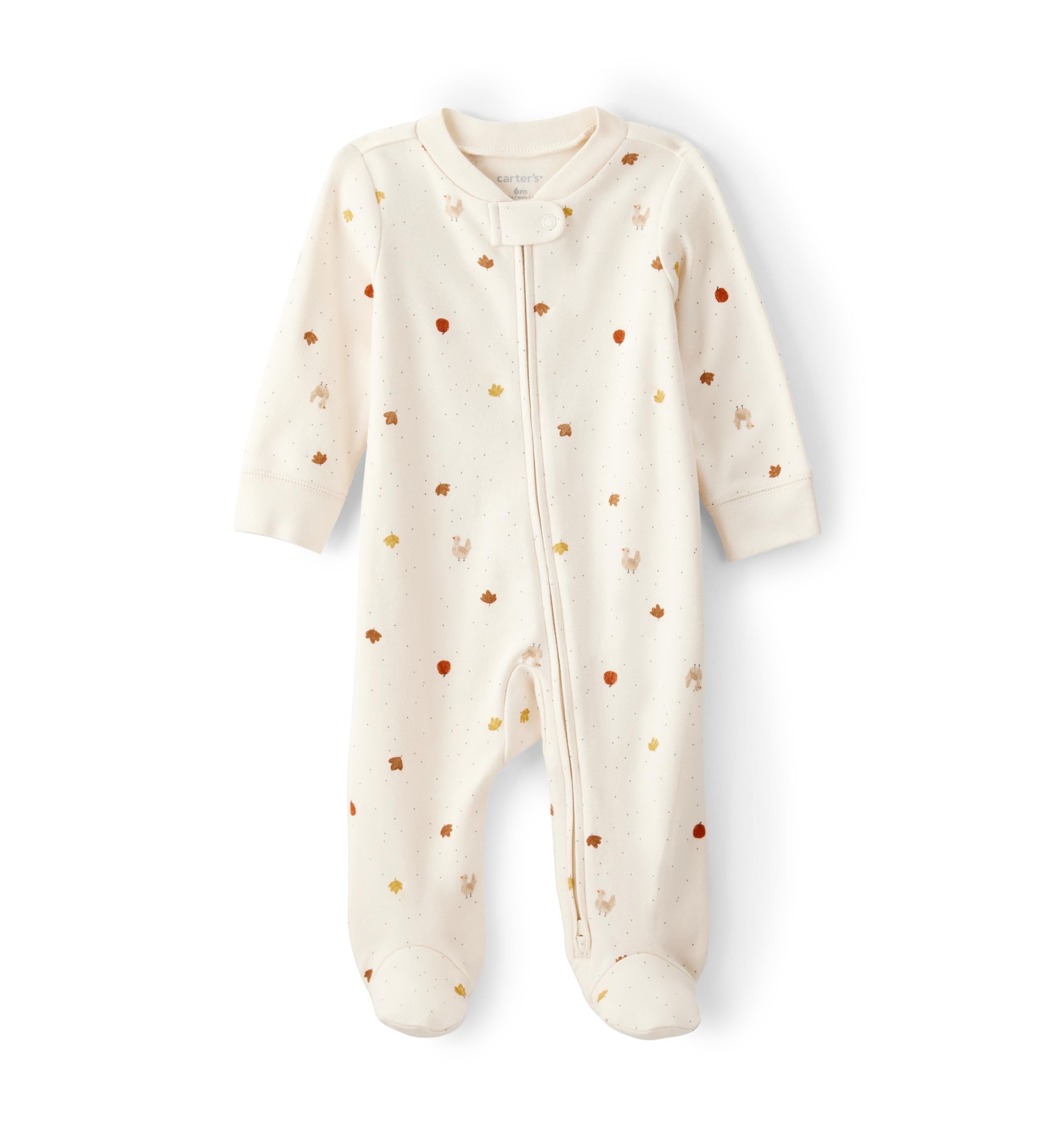Baby Girls Pumpkin Printed Footie Pajamas