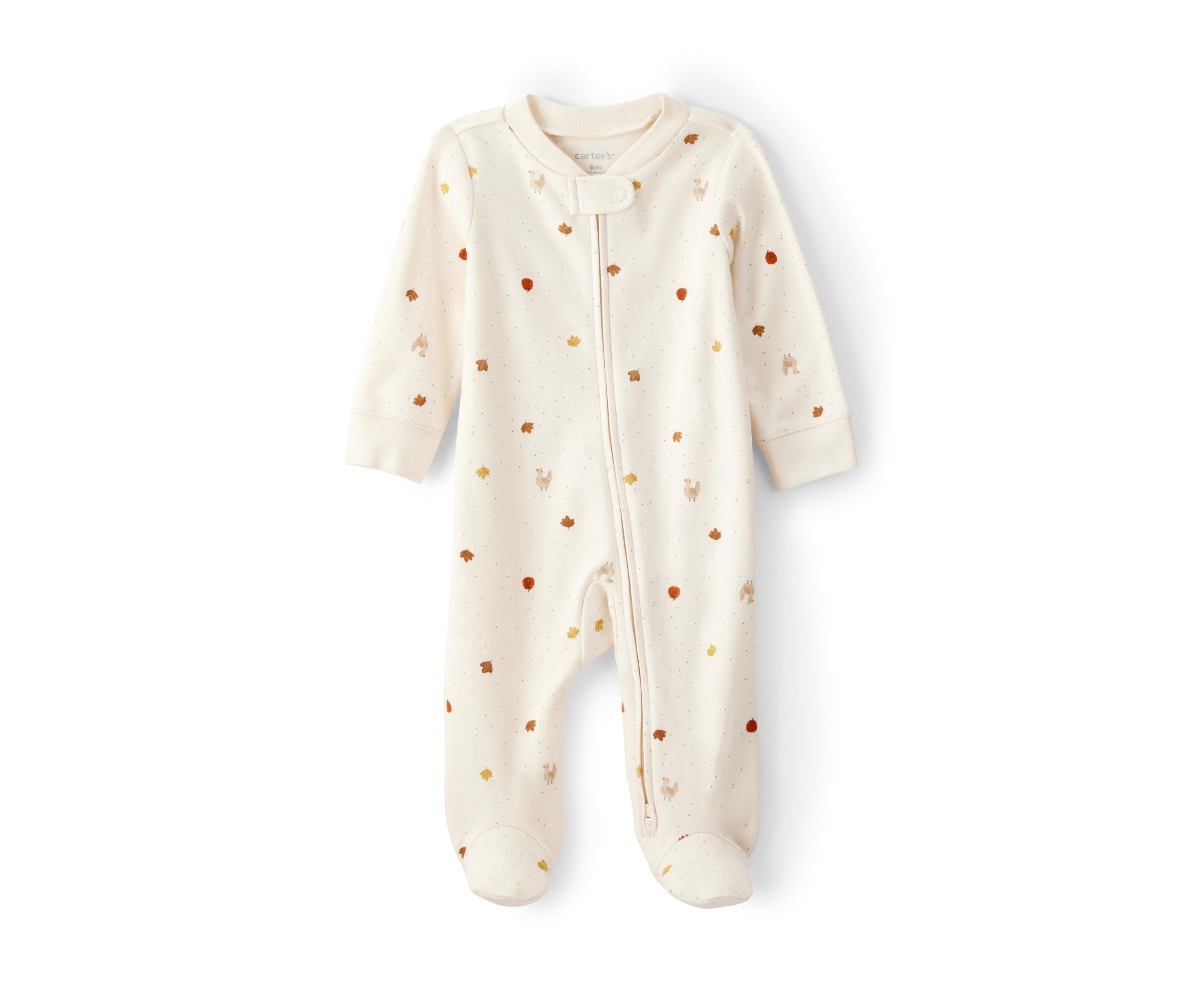 Baby Girls Pumpkin Printed Footie Pajamas