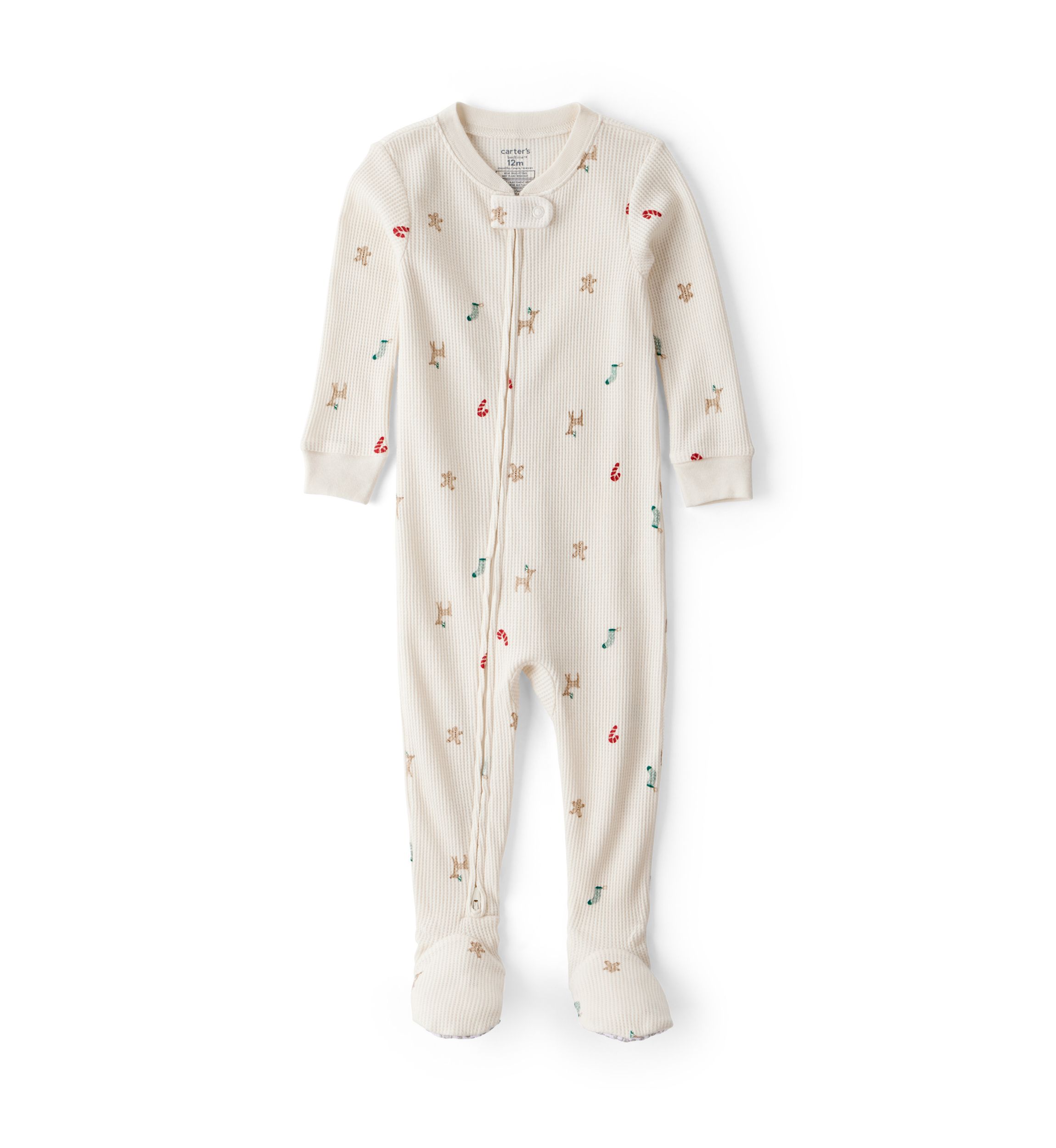 Baby Boys Reindeer Printed Thermal Footie Pajamas