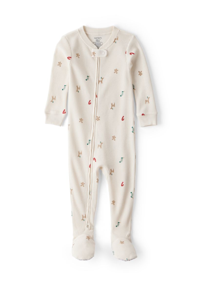 Baby Boys Reindeer Printed Thermal Footie Pajamas