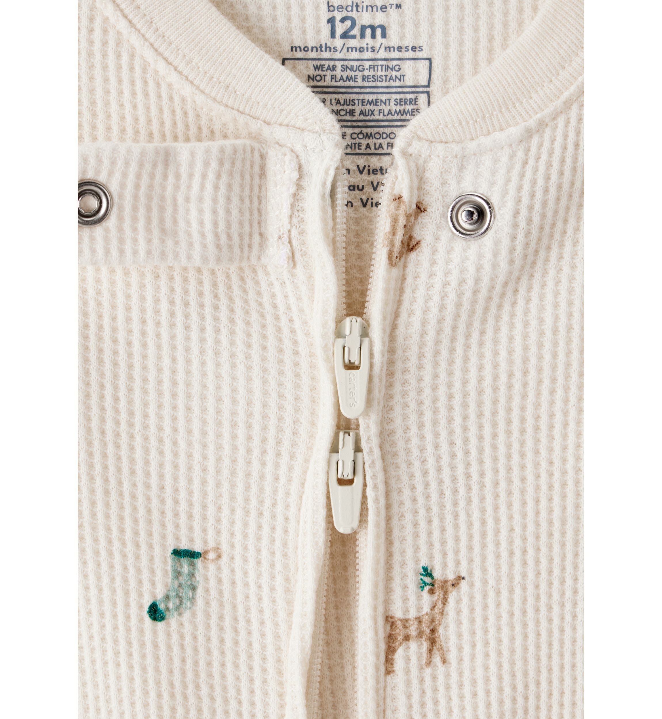 Baby Boys Reindeer Printed Thermal Footie Pajamas