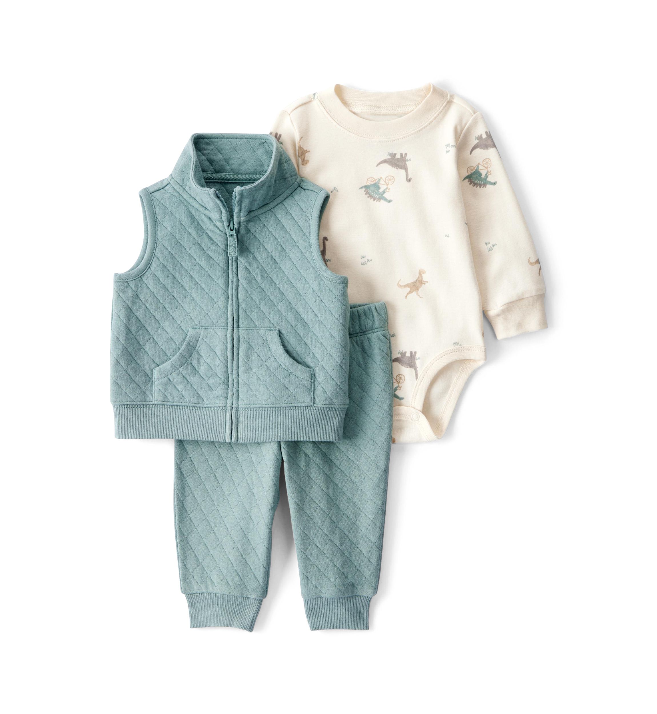 Baby Boys Dinosaur Vest Set 