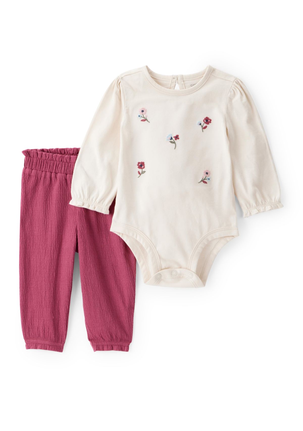 Toddler Girls Long Sleeve Flower Bodysuit with Pants Set