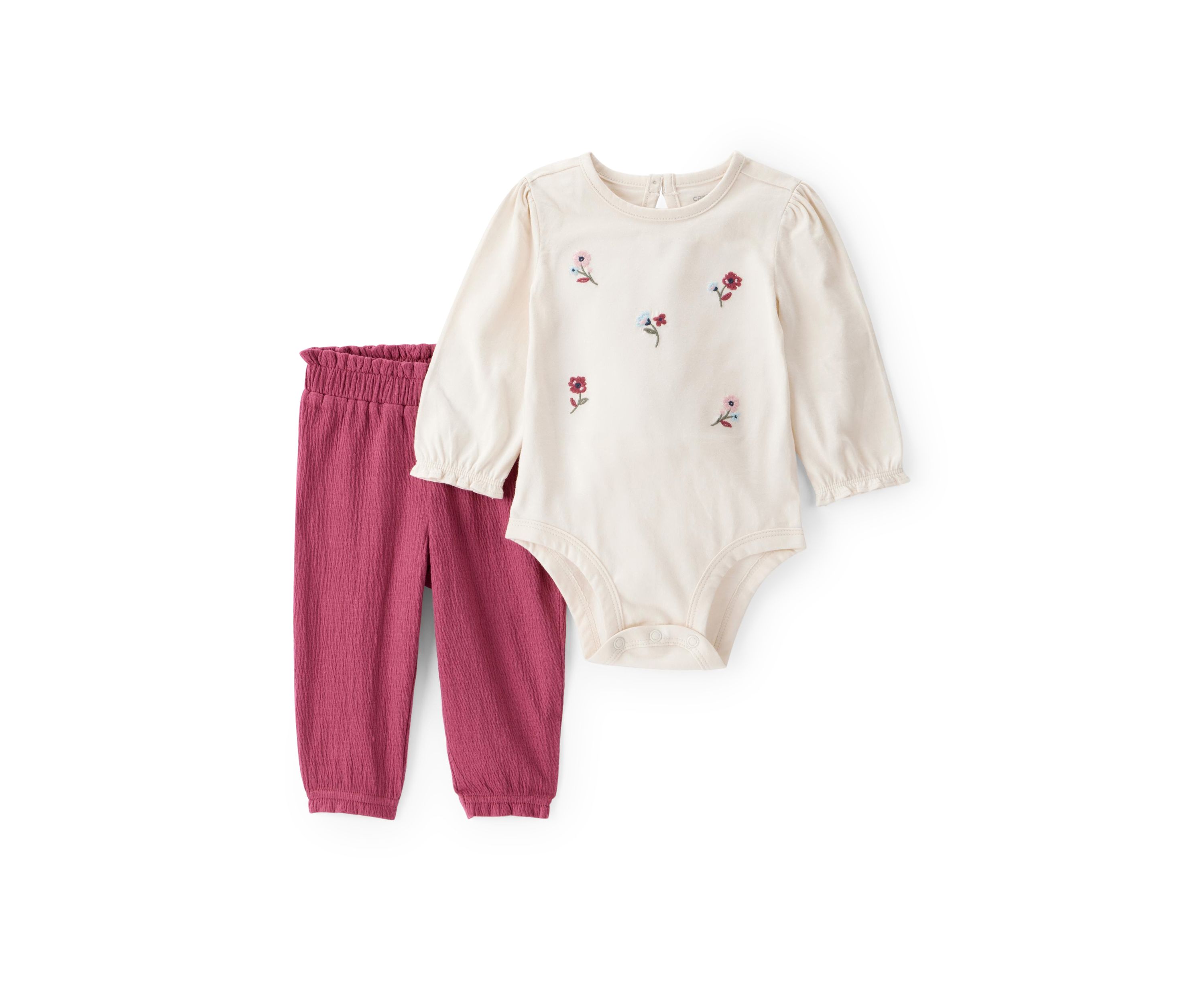 Toddler Girls Long Sleeve Flower Bodysuit with Pants Set