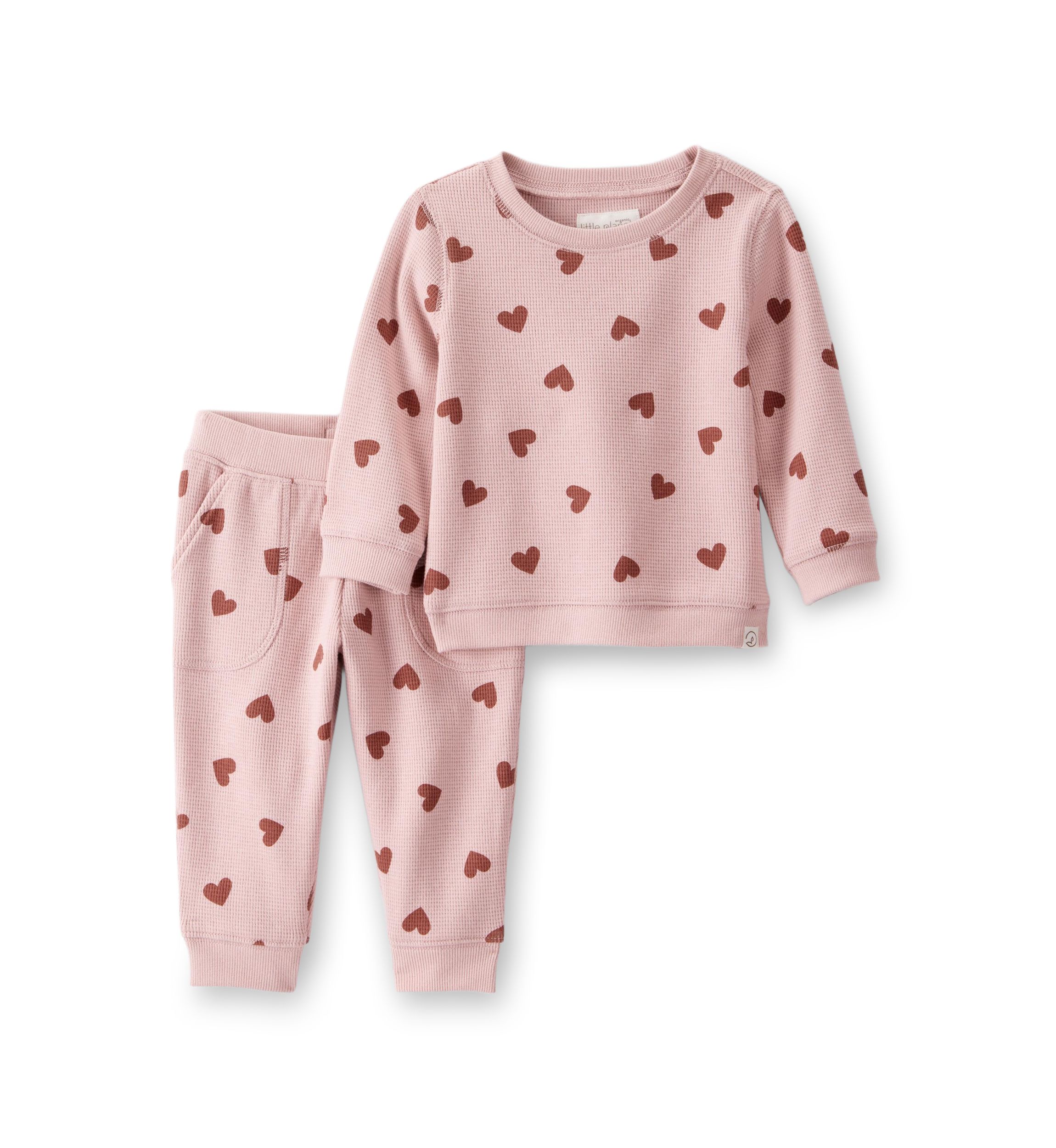 Baby Girls Heart Waffle Knit Set