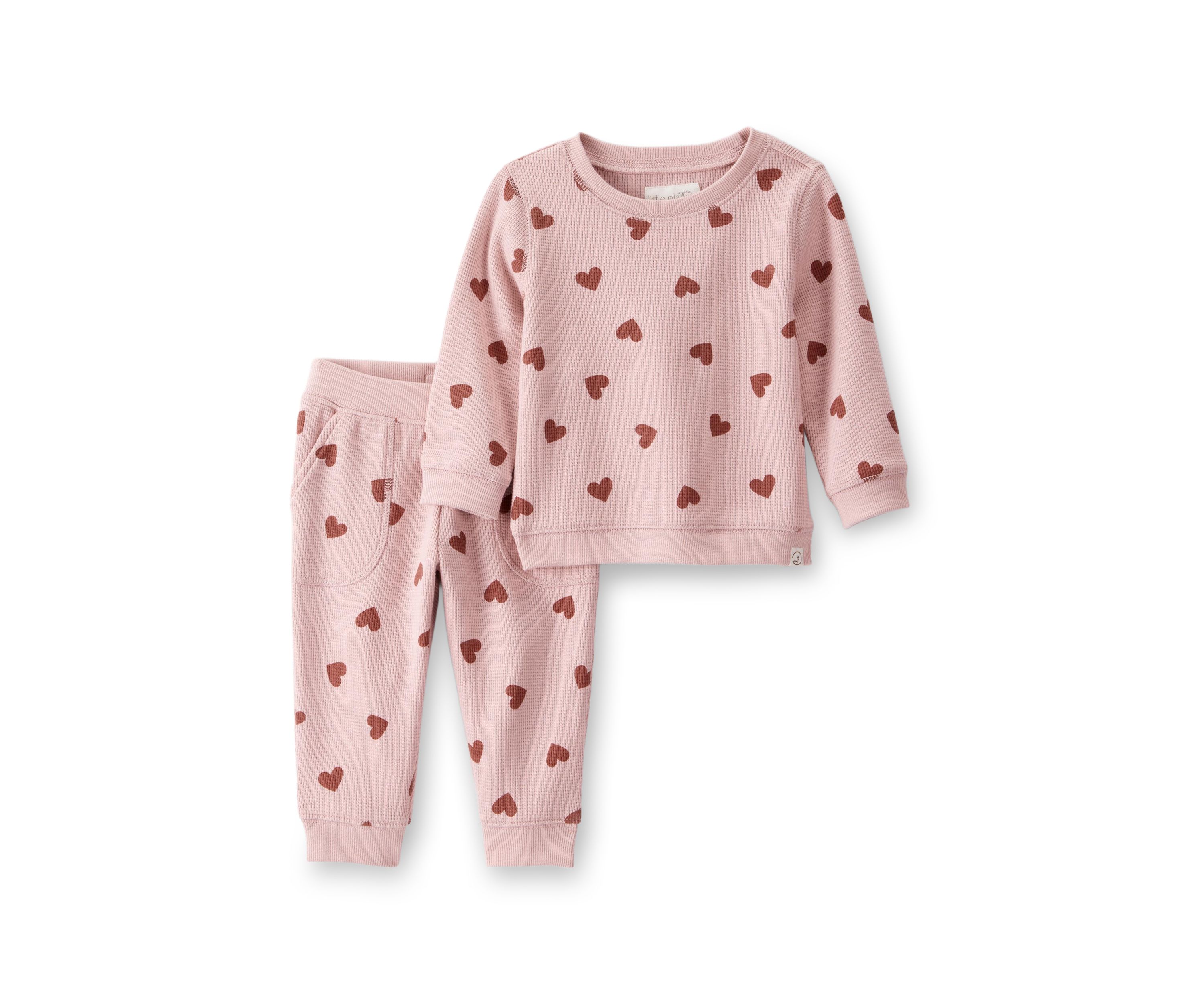 Baby Girls Heart Waffle Knit Set