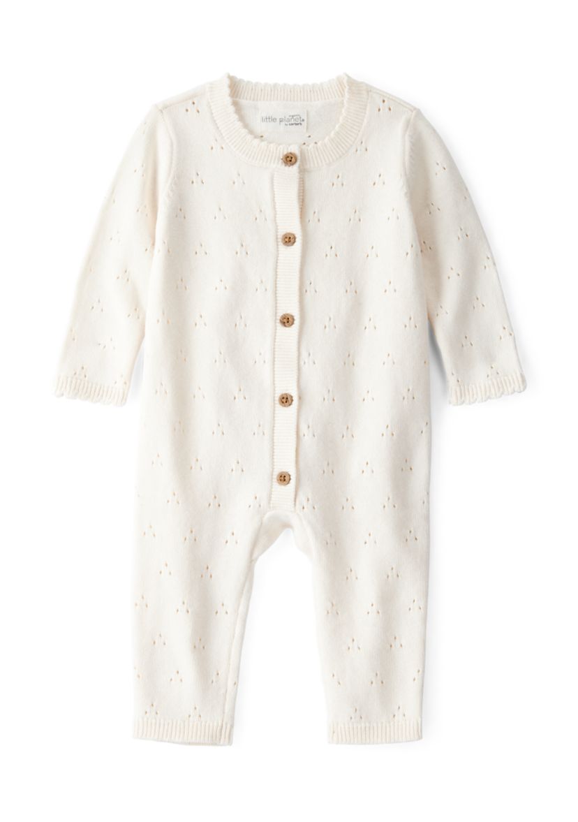 Baby Girls Sweater Knit Pointelle Jumpsuit