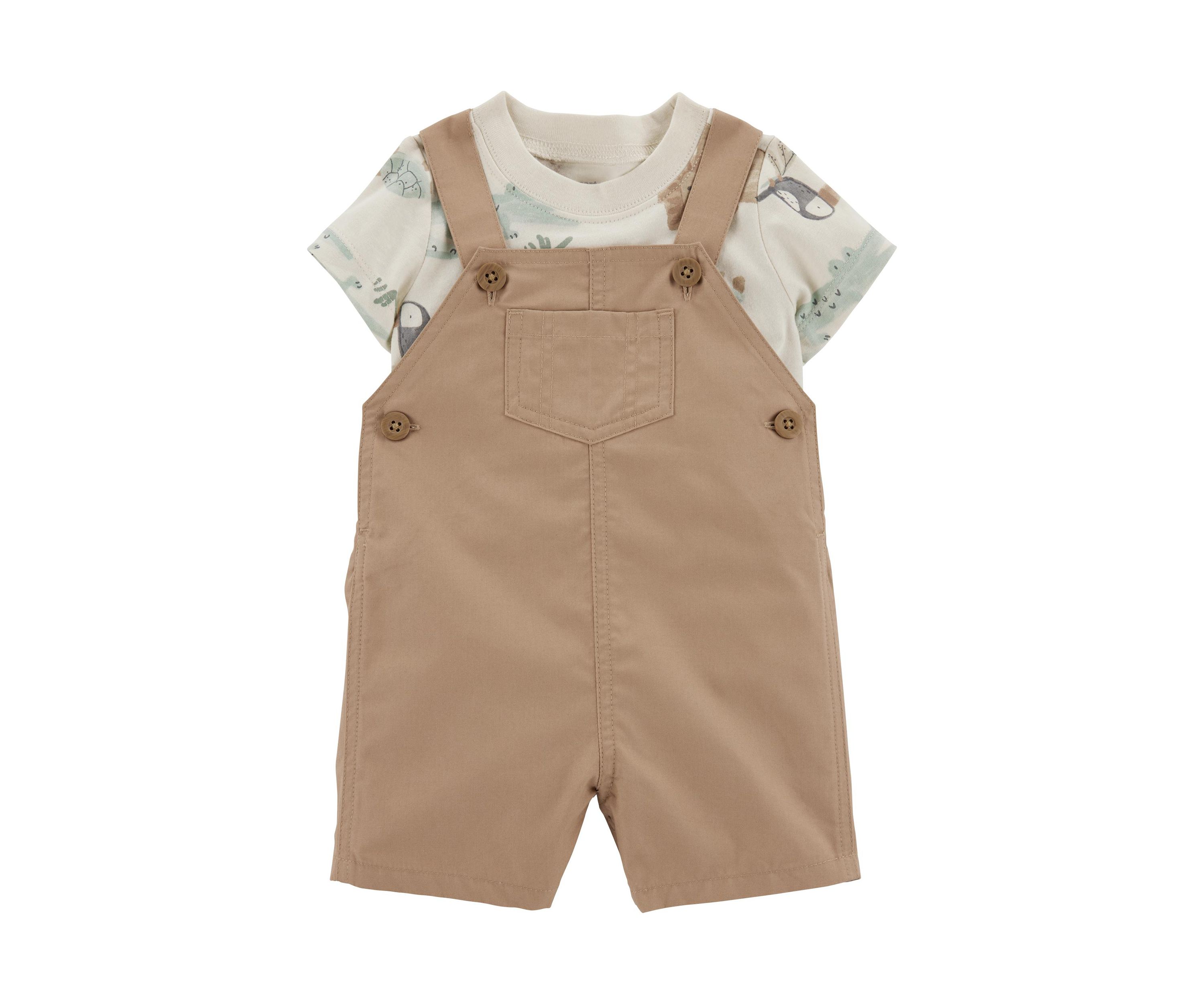 Baby Boys Shortall and Safari Printed T-Shirt Set