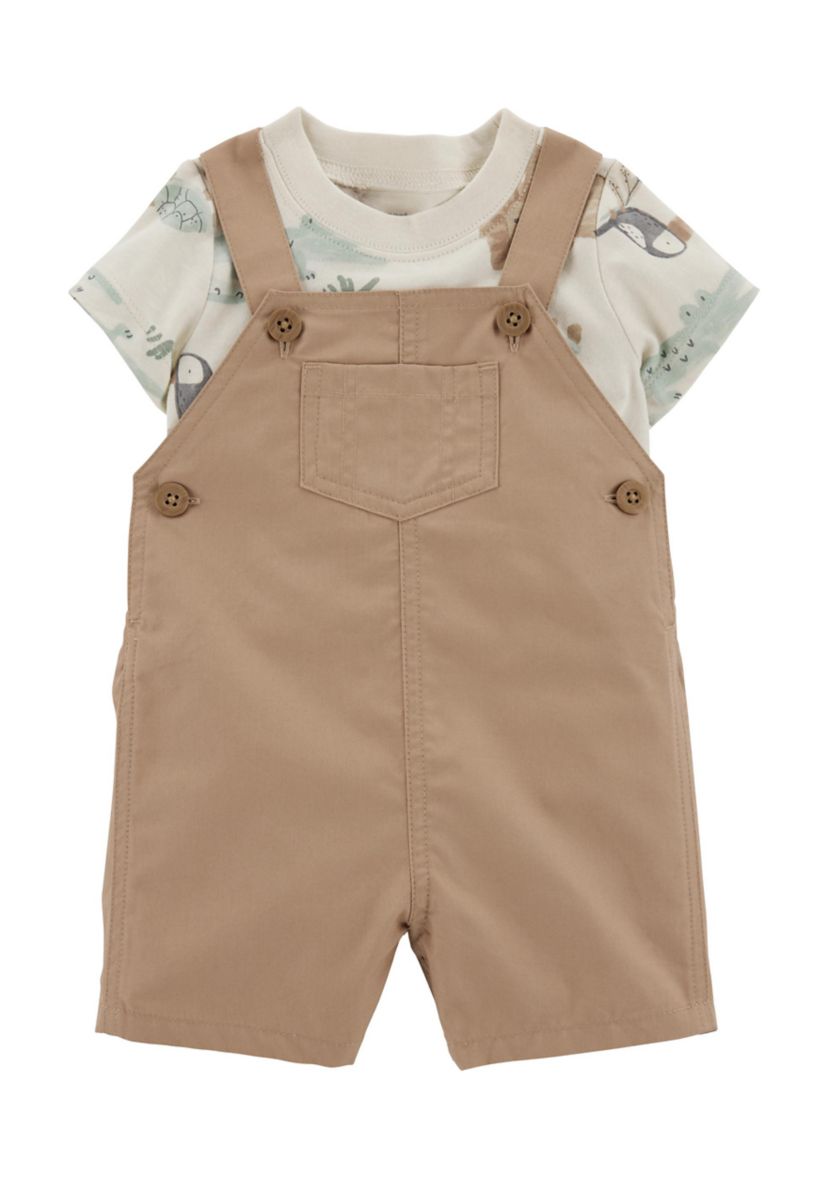 Baby Boys Shortall and Safari Printed T-Shirt Set