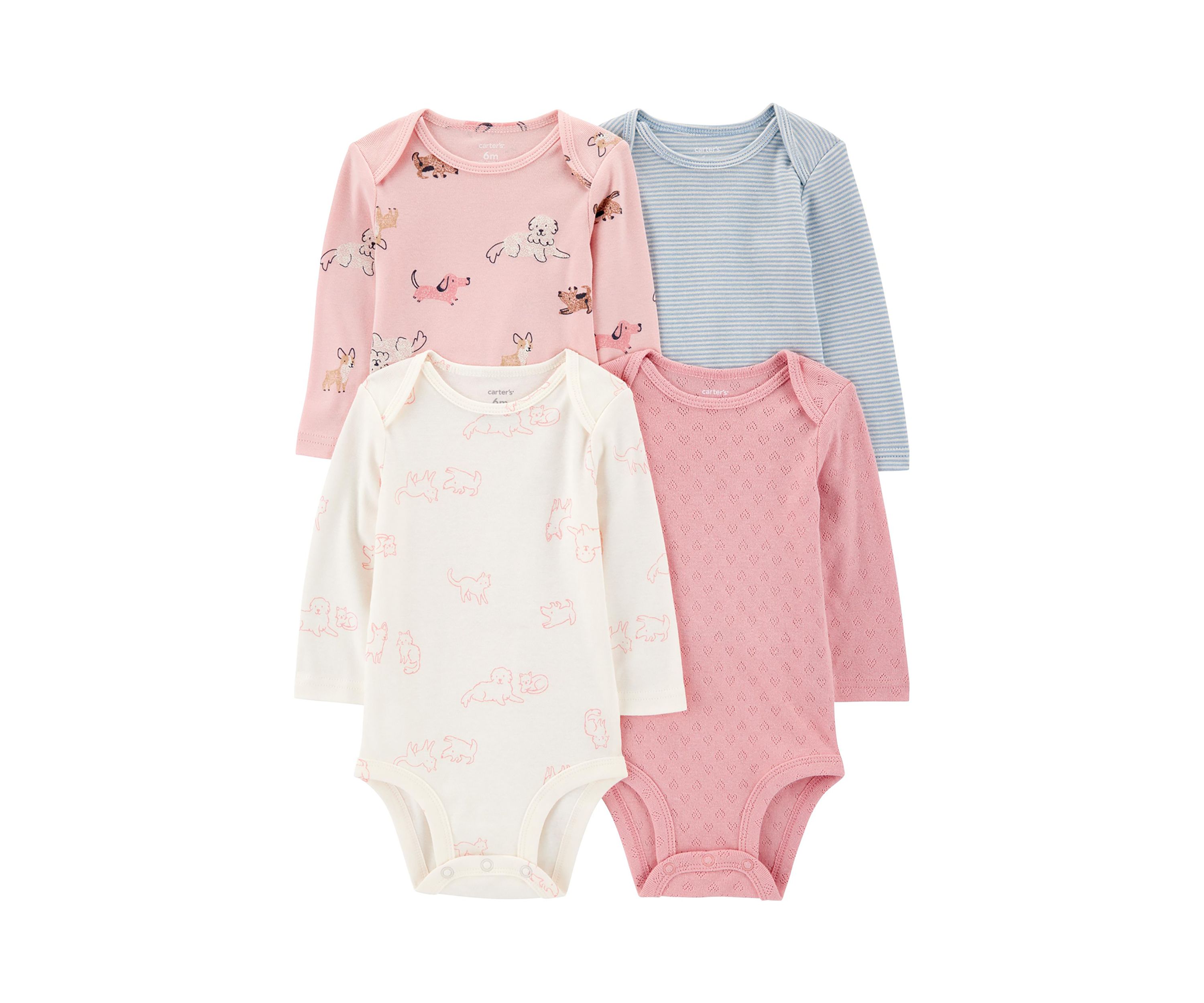 Baby Girls Long Sleeve Bodysuits - 4 Pack