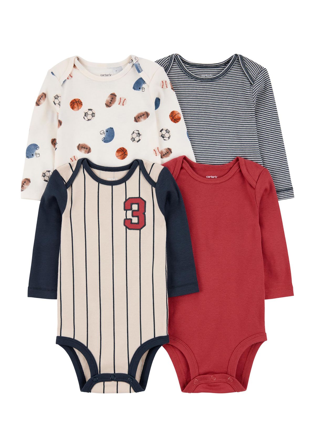 Baby Boys Long Sleeve Bodysuit - 4 Pack