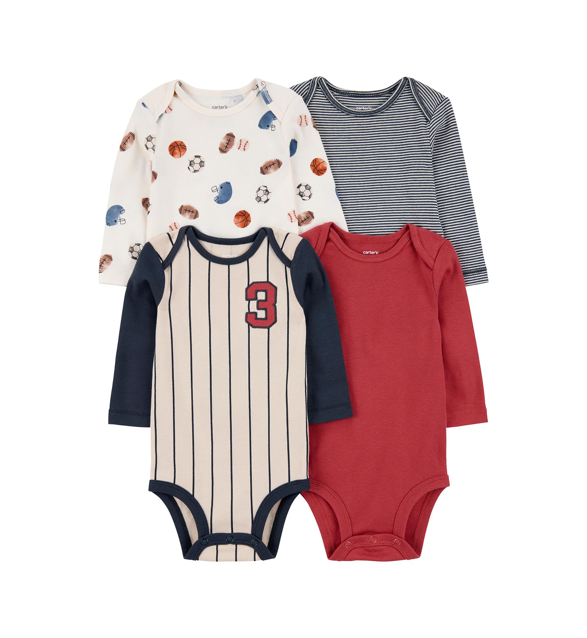 Baby Boys Long Sleeve Bodysuit - 4 Pack