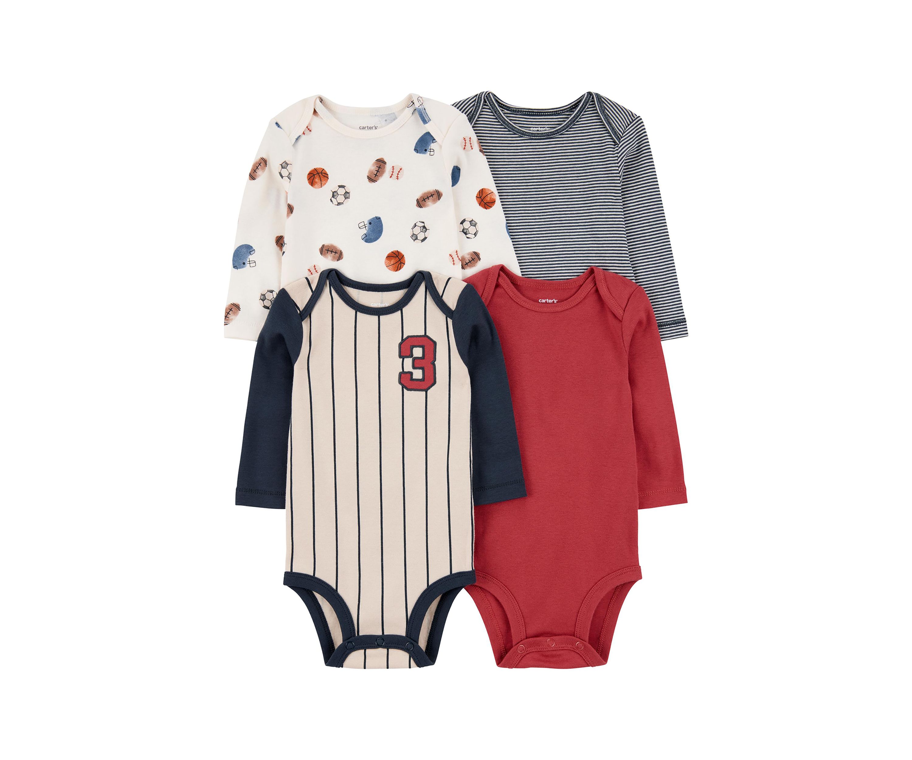 Baby Boys Long Sleeve Bodysuit - 4 Pack