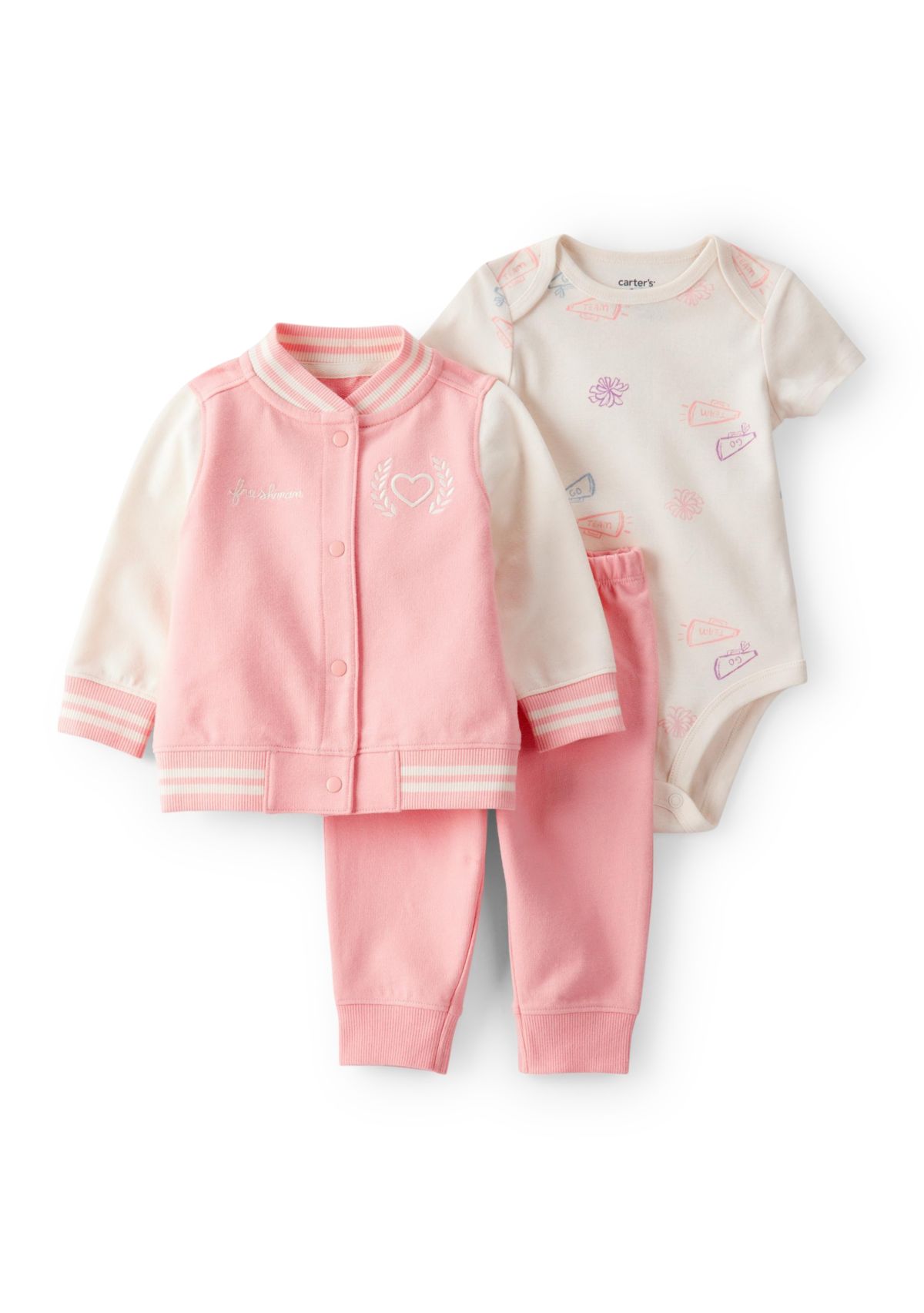 Toddler Girls 3 Piece Varsity Jacket Set