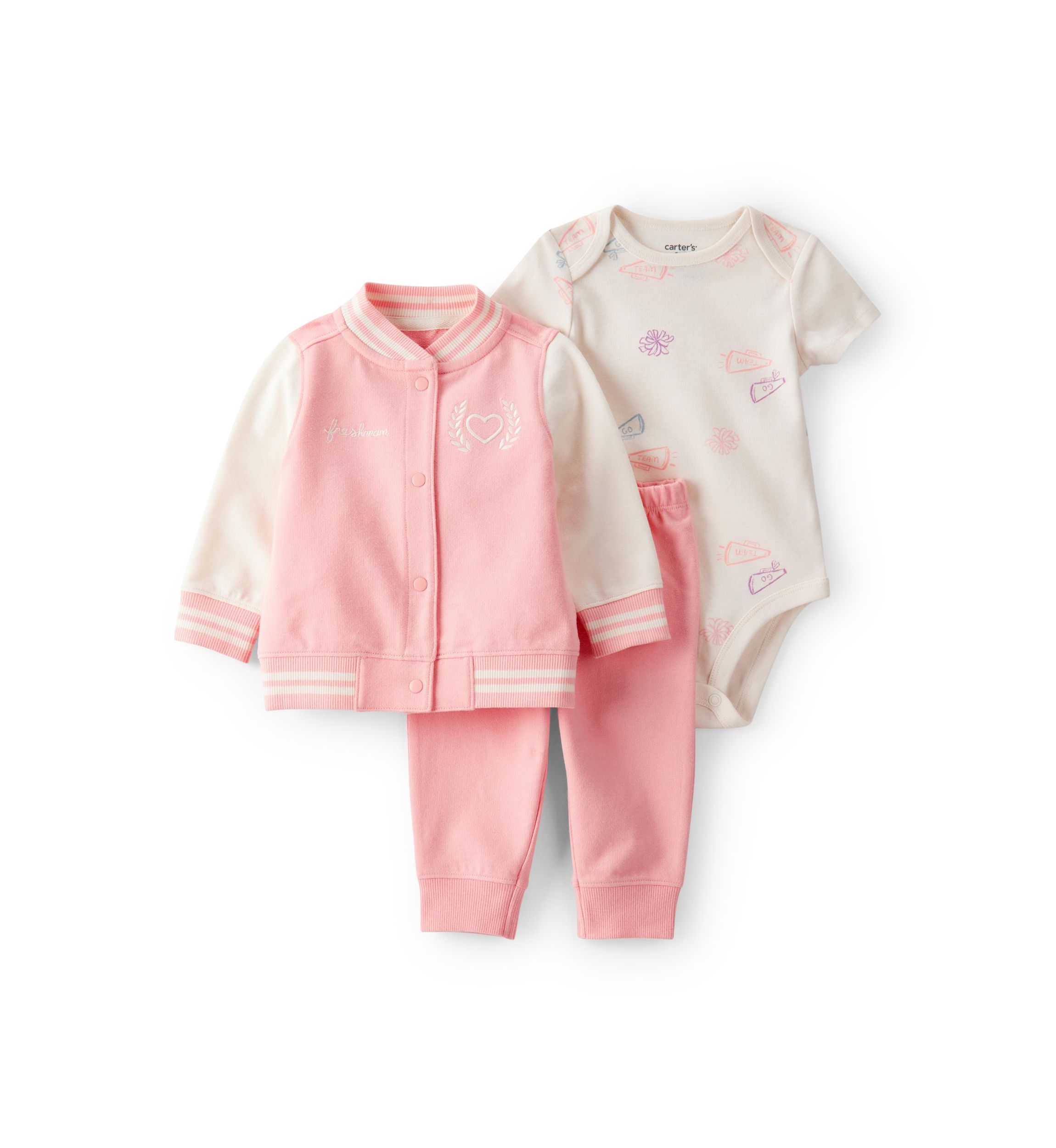 Toddler Girls 3 Piece Varsity Jacket Set