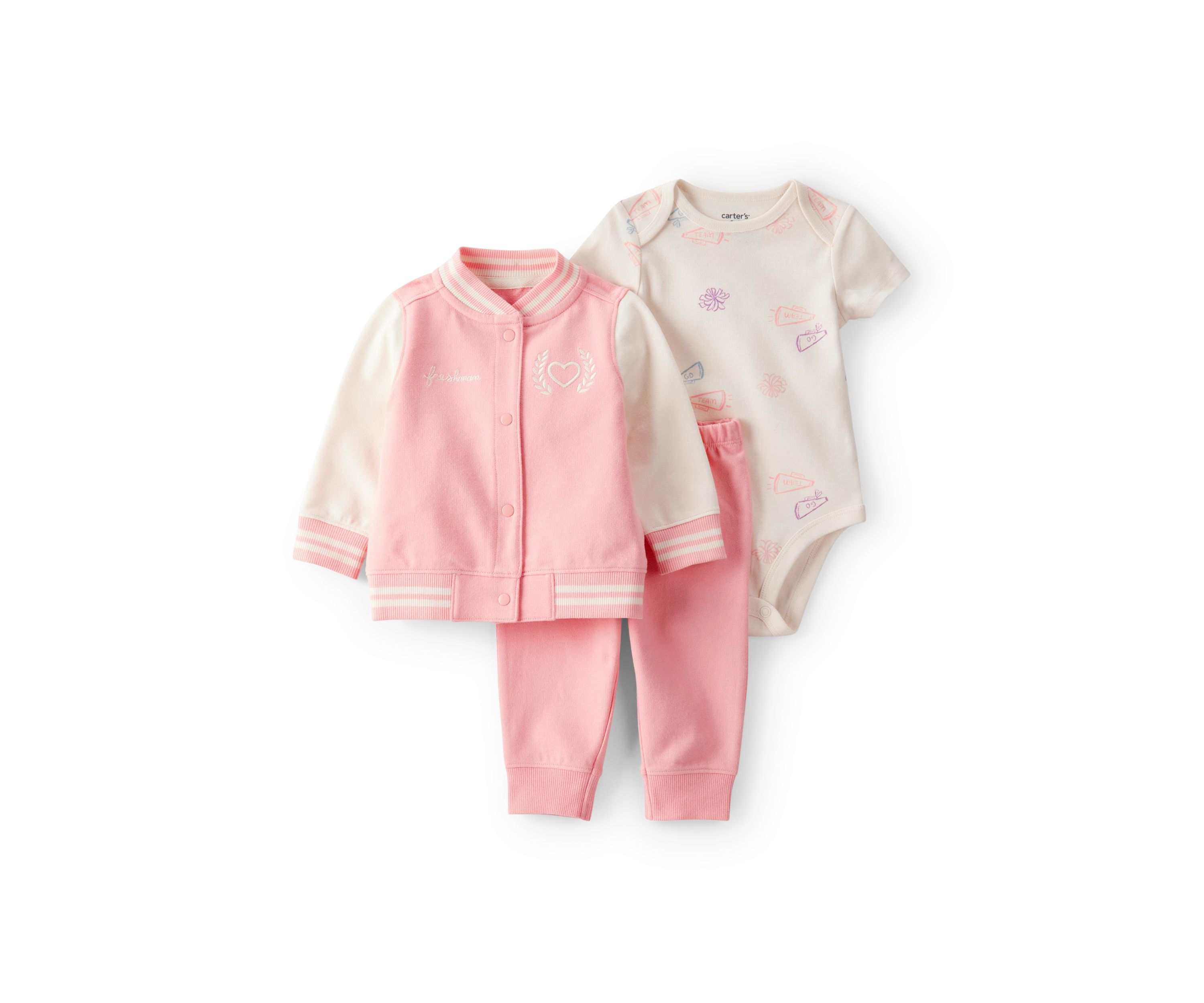 Toddler Girls 3 Piece Varsity Jacket Set