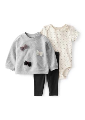 Carter's Toddler Girls 3 Piece Set, Gray, 3 Months