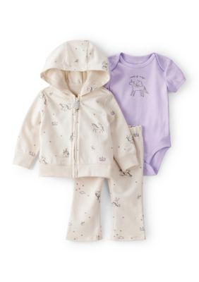 Carter's Toddler Girls 3 Piece Jacket Set, Ivory, 9 Months