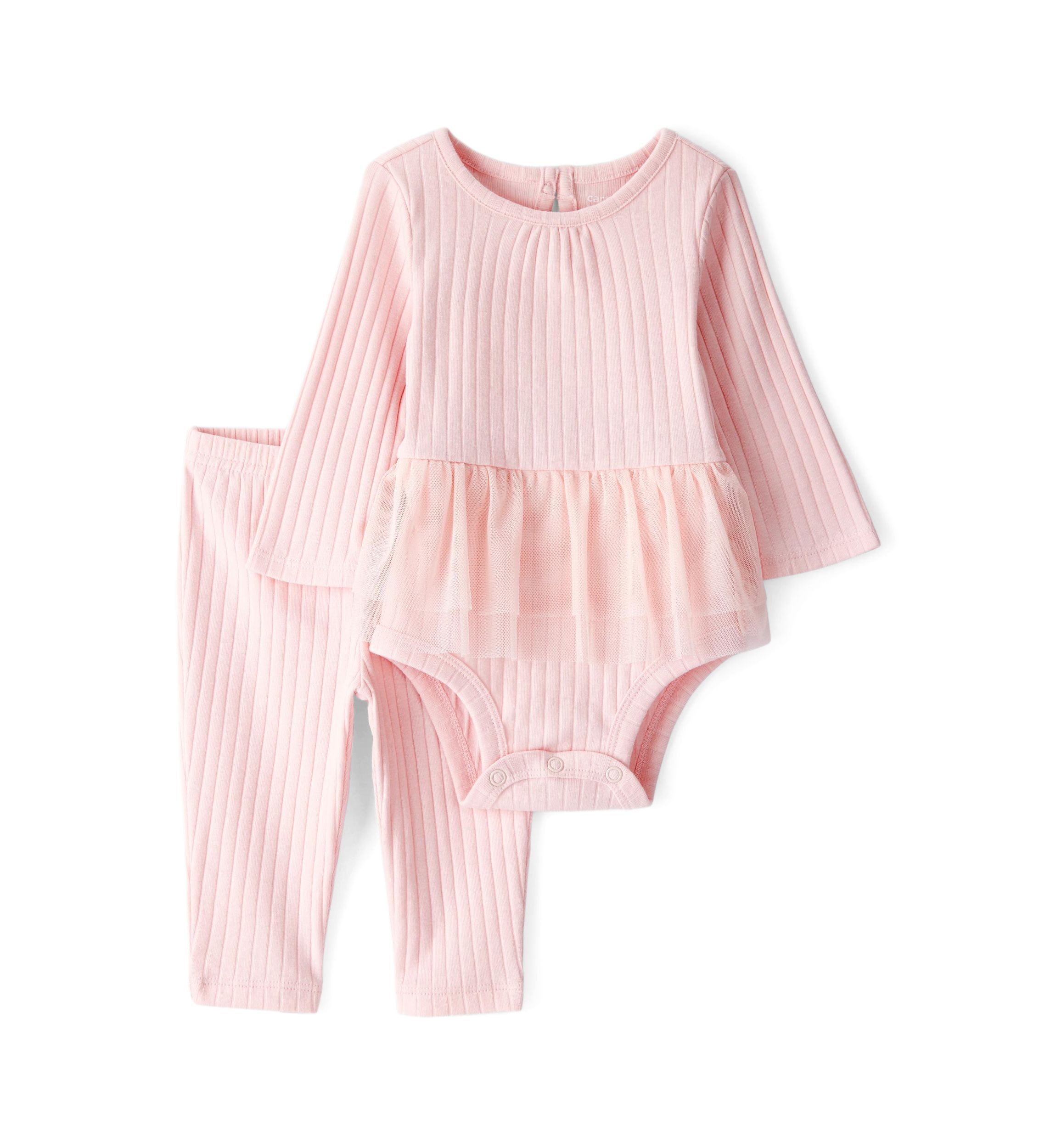 Toddler Girls Long Sleeve Bodysuit with Tulle Skirt and Pants