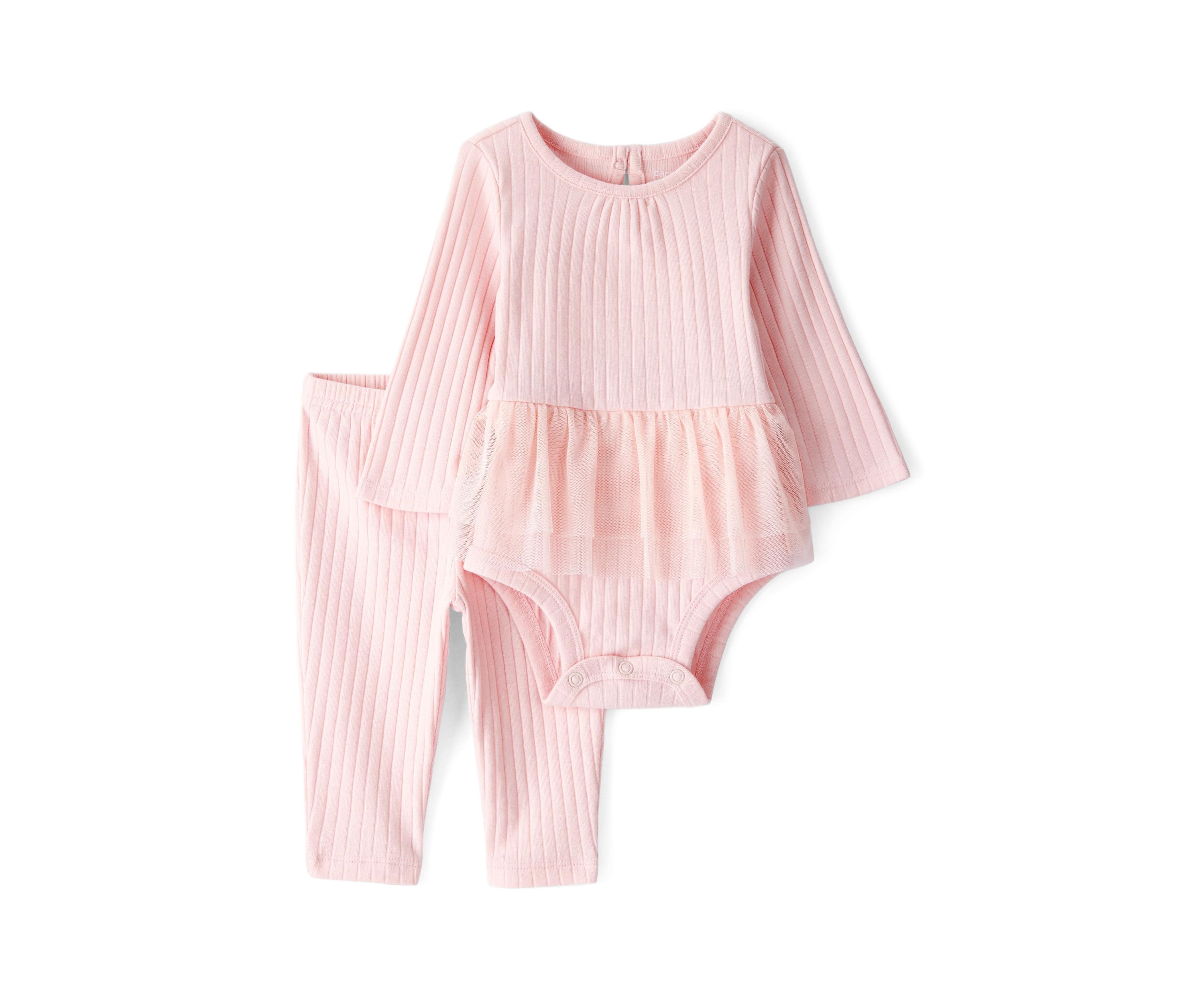 Toddler Girls Long Sleeve Bodysuit with Tulle Skirt and Pants