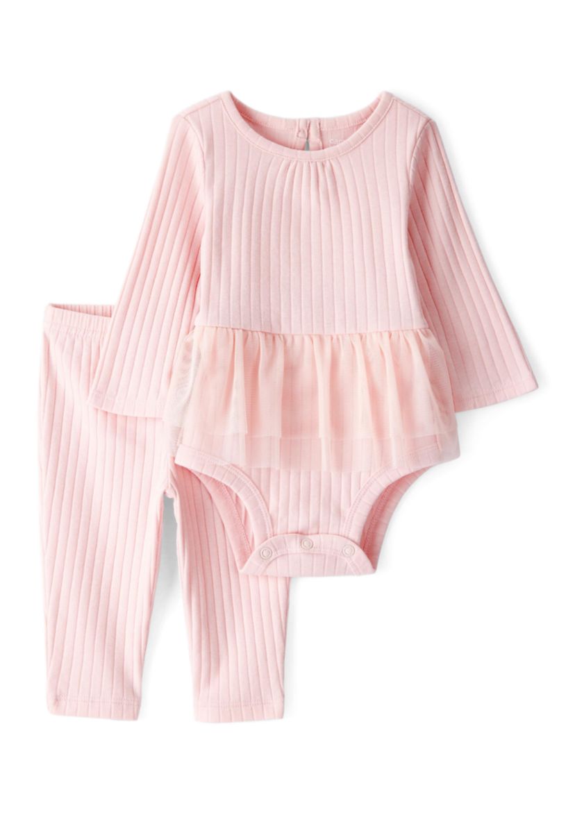 Toddler Girls Long Sleeve Bodysuit with Tulle Skirt and Pants