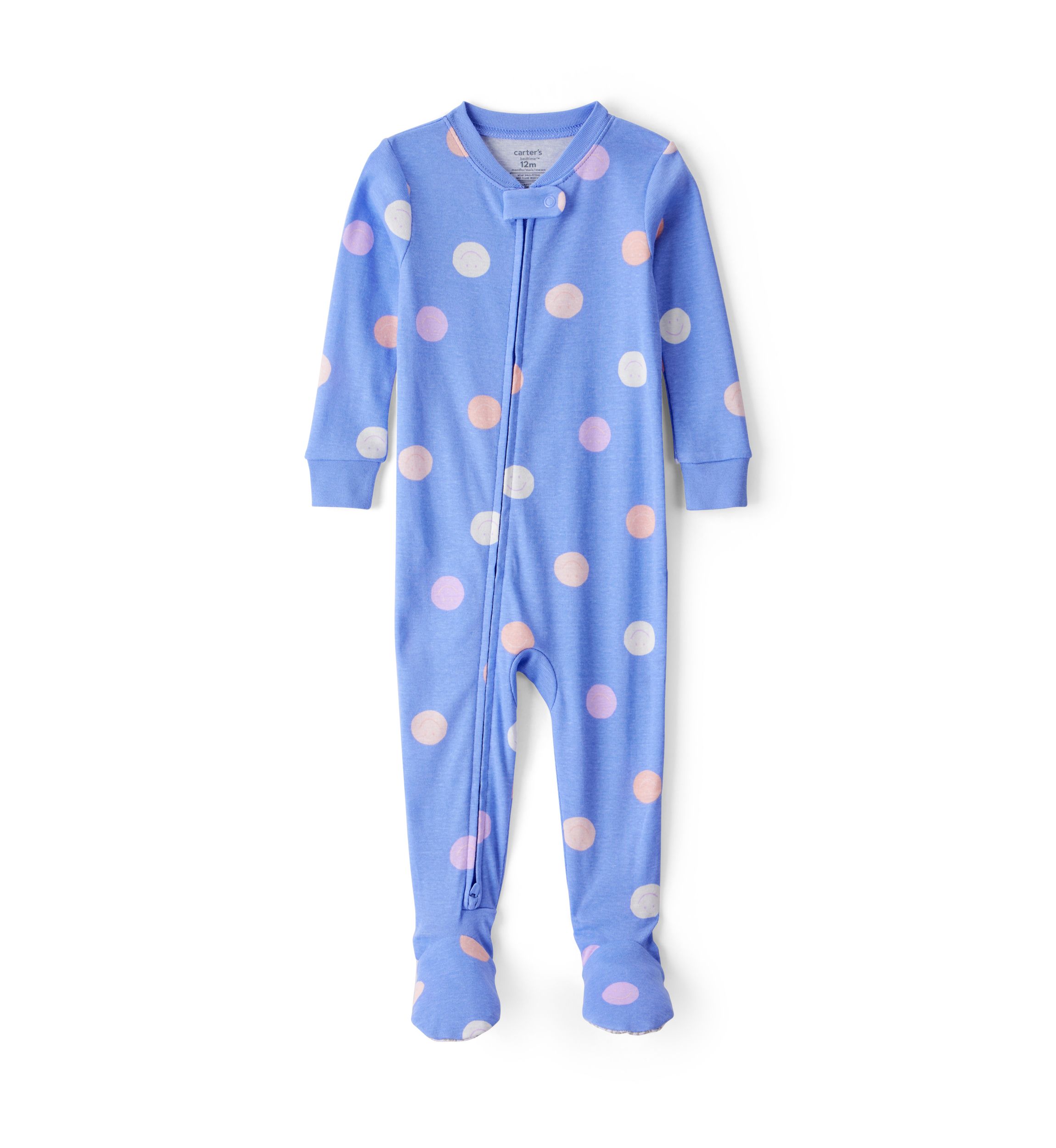Baby Girls Polka Dot Printed Footie Pajamas
