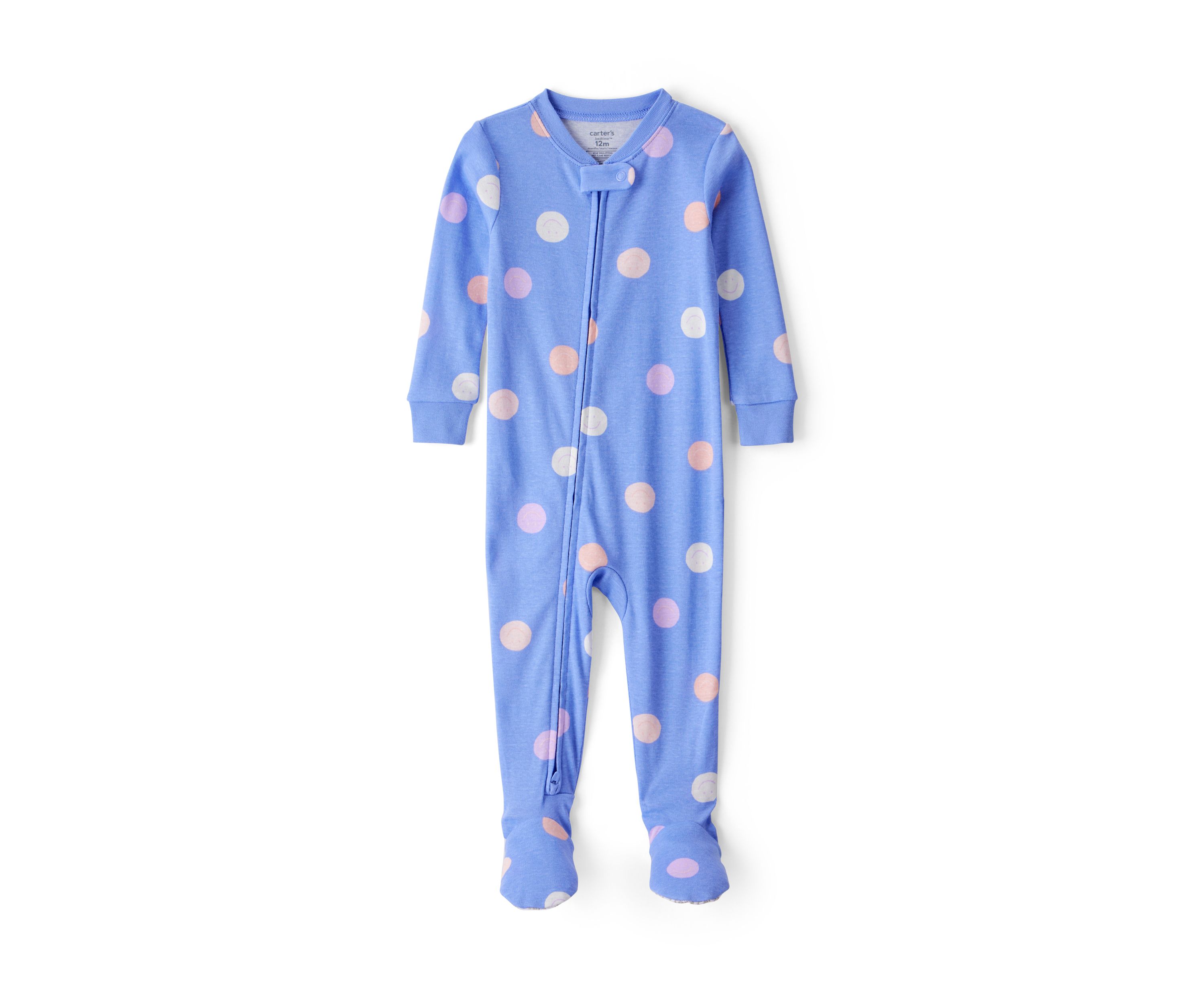 Baby Girls Polka Dot Printed Footie Pajamas