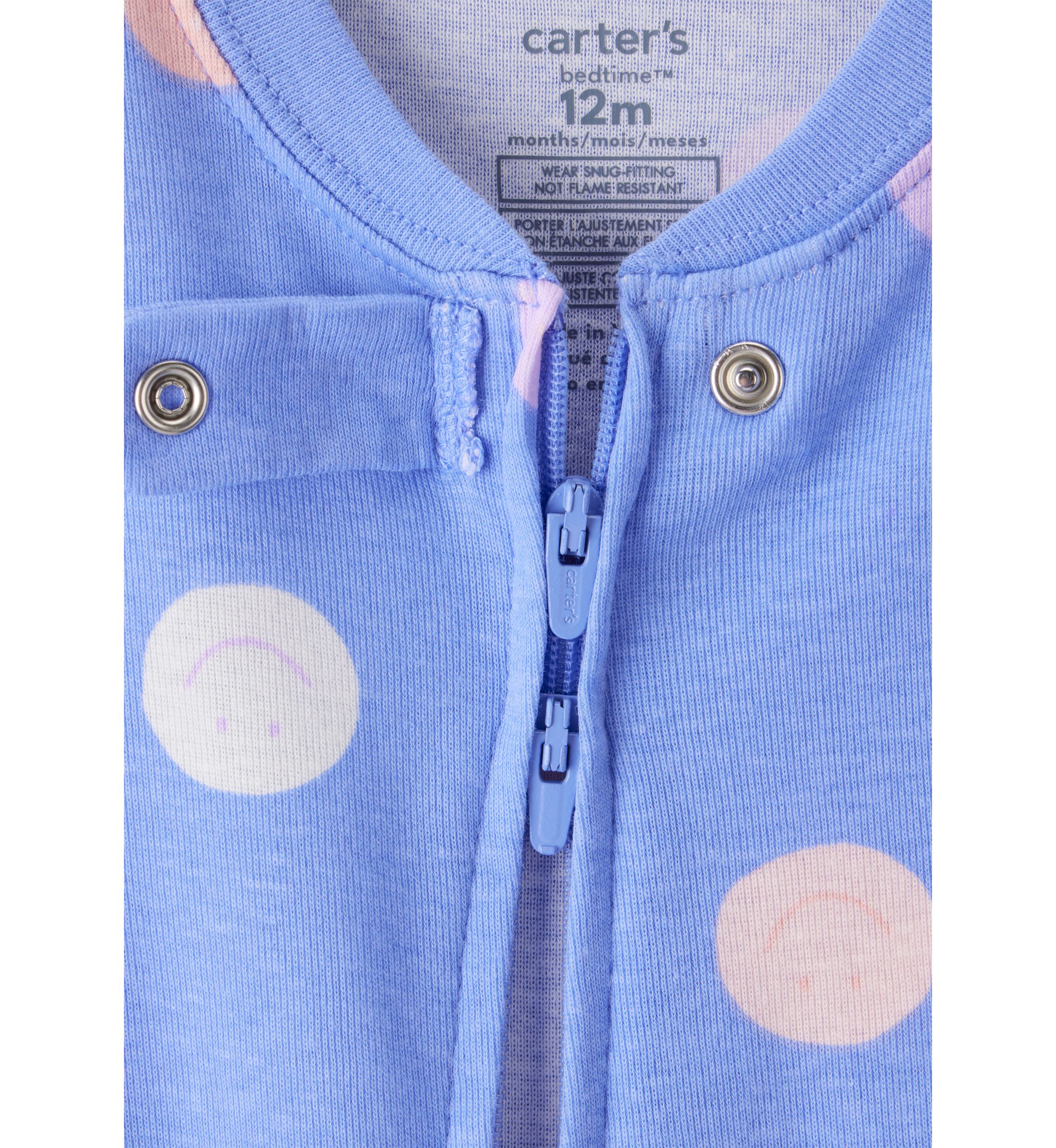 Baby Girls Polka Dot Printed Footie Pajamas