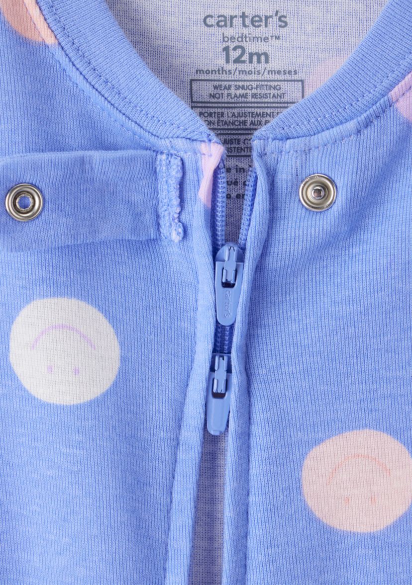 Baby Girls Polka Dot Printed Footie Pajamas
