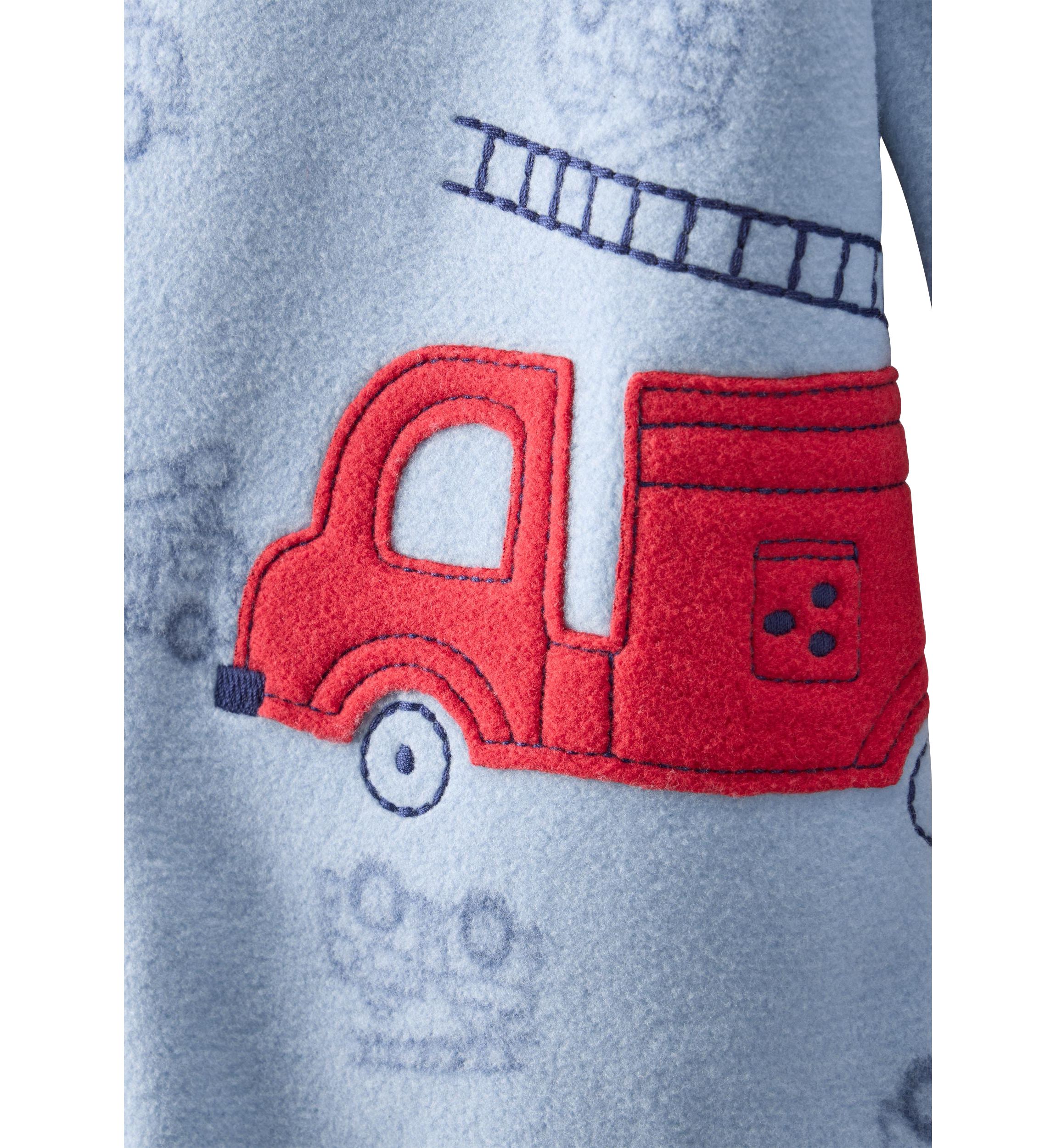 Baby Boys Firetruck Appliqué Fleece Footie Pajamas