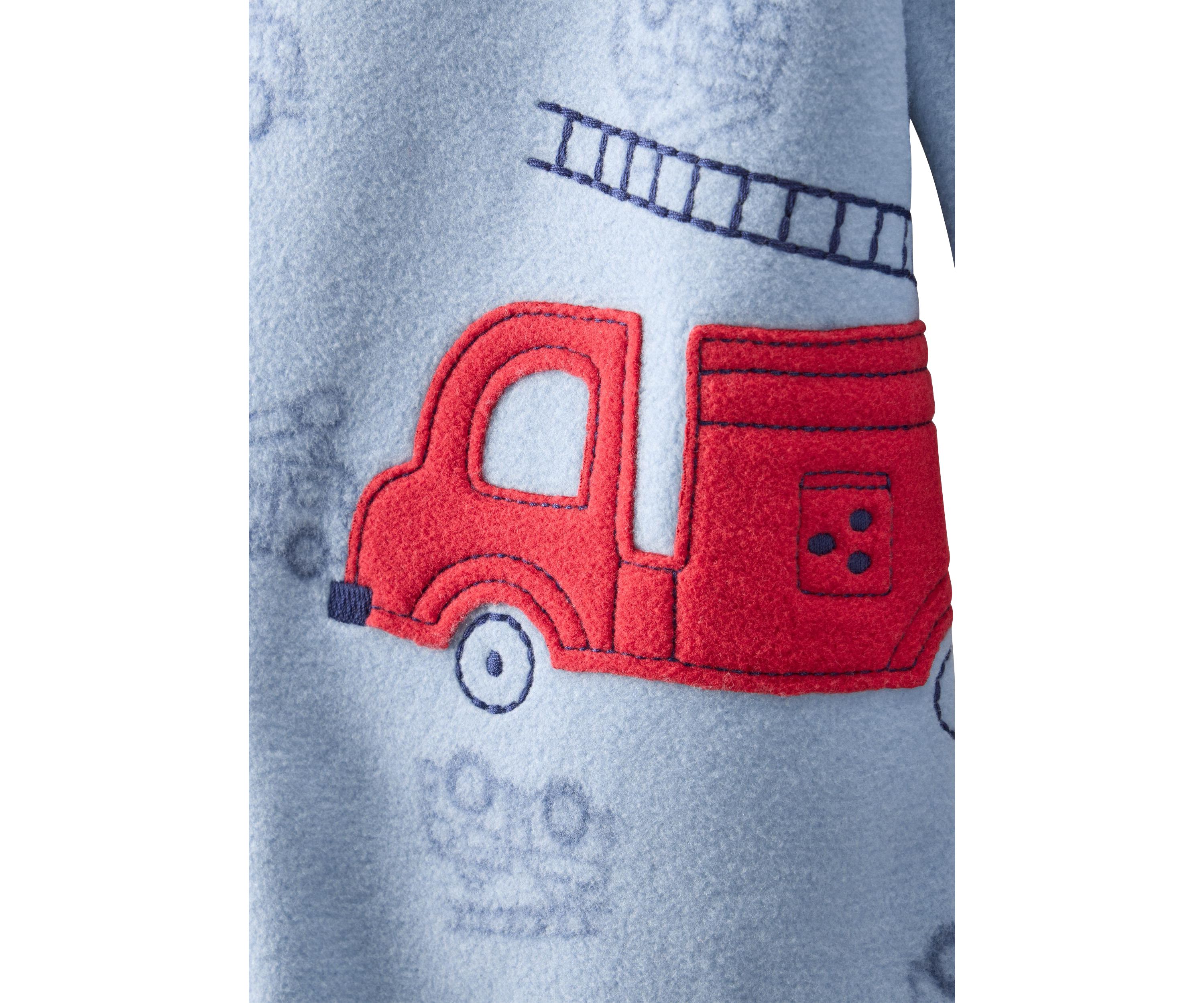 Baby Boys Firetruck Appliqué Fleece Footie Pajamas