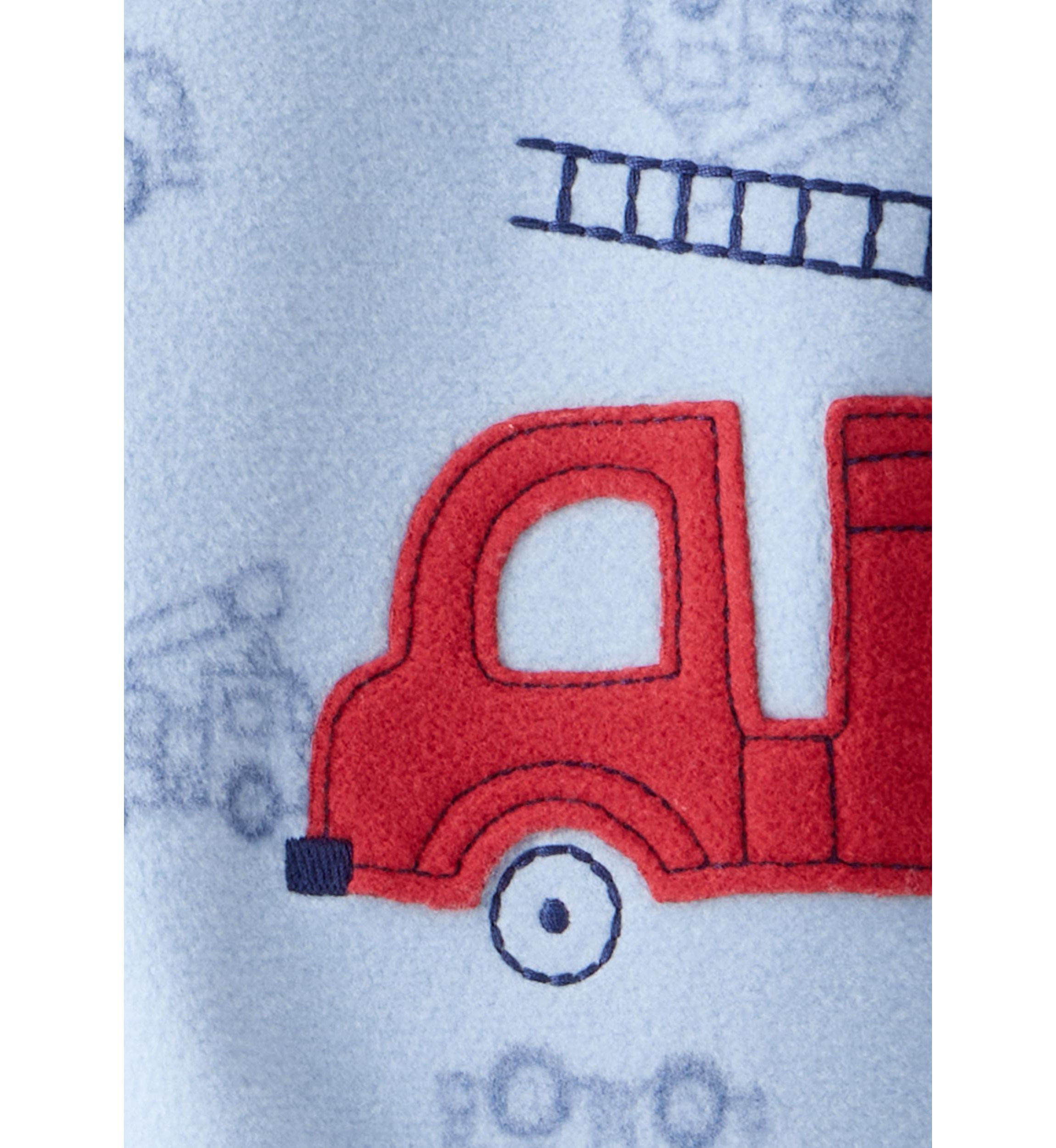 Baby Boys Firetruck Appliqué Fleece Footie Pajamas