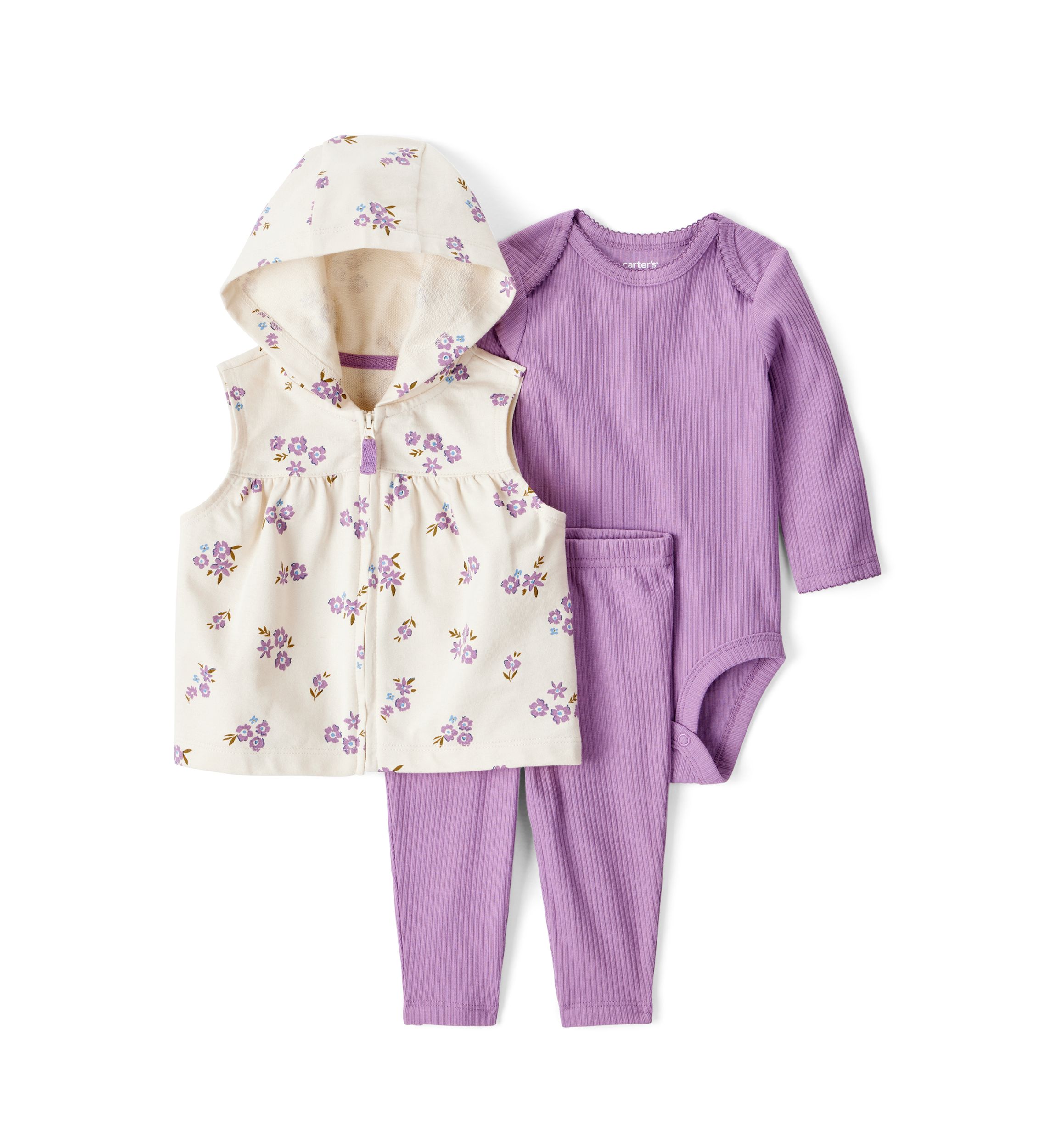 Baby Girls Three Piece Printed Vest Set