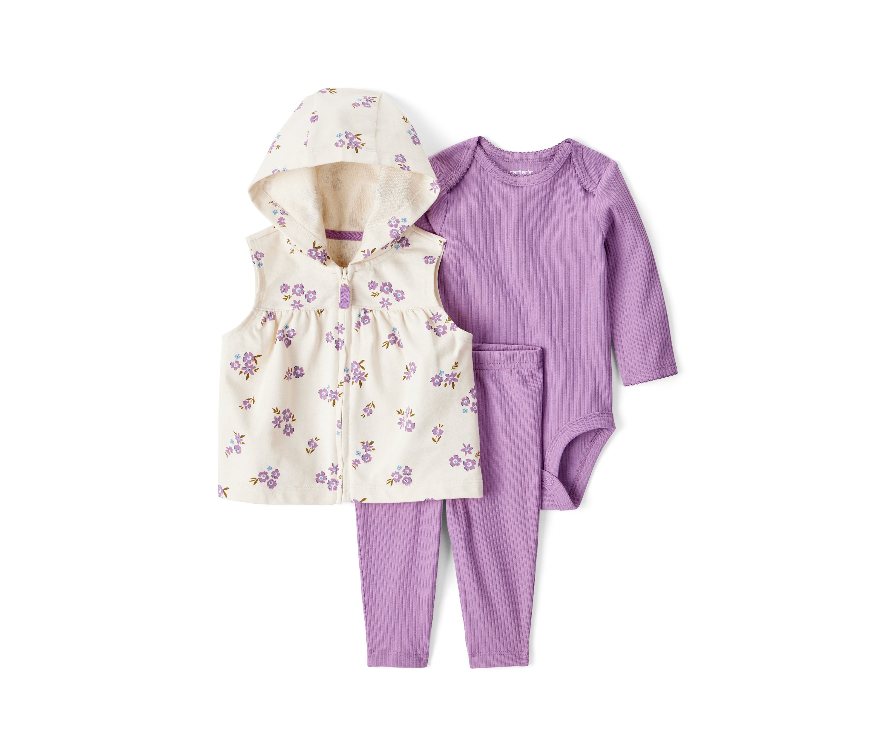 Baby Girls Three Piece Printed Vest Set