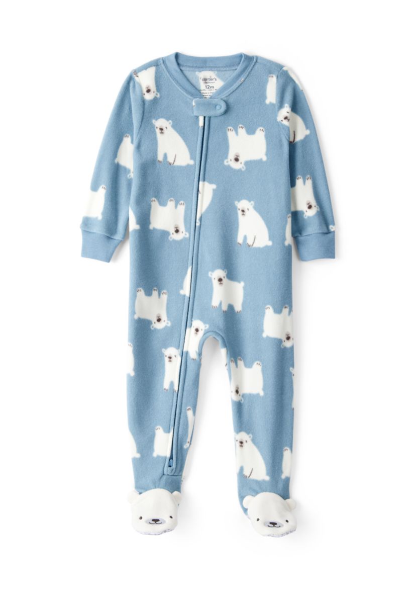 Baby Boys Printed Fleece Footie Pajamas