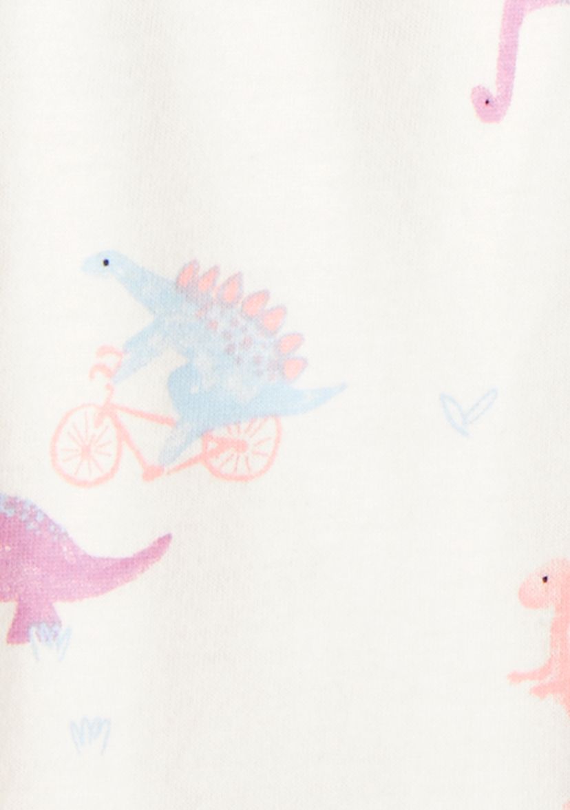 Baby Girls Dinosaur Graphic Bodysuit and Printed Pants Set
