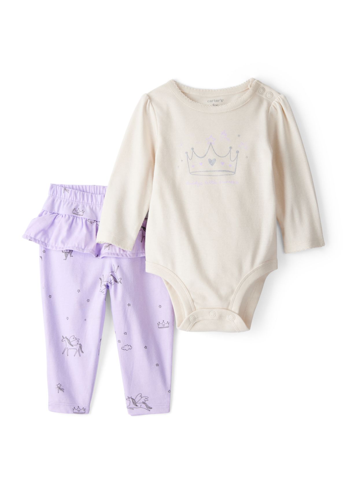 Baby Girls Graphic Bodysuit and Printed Pants Set