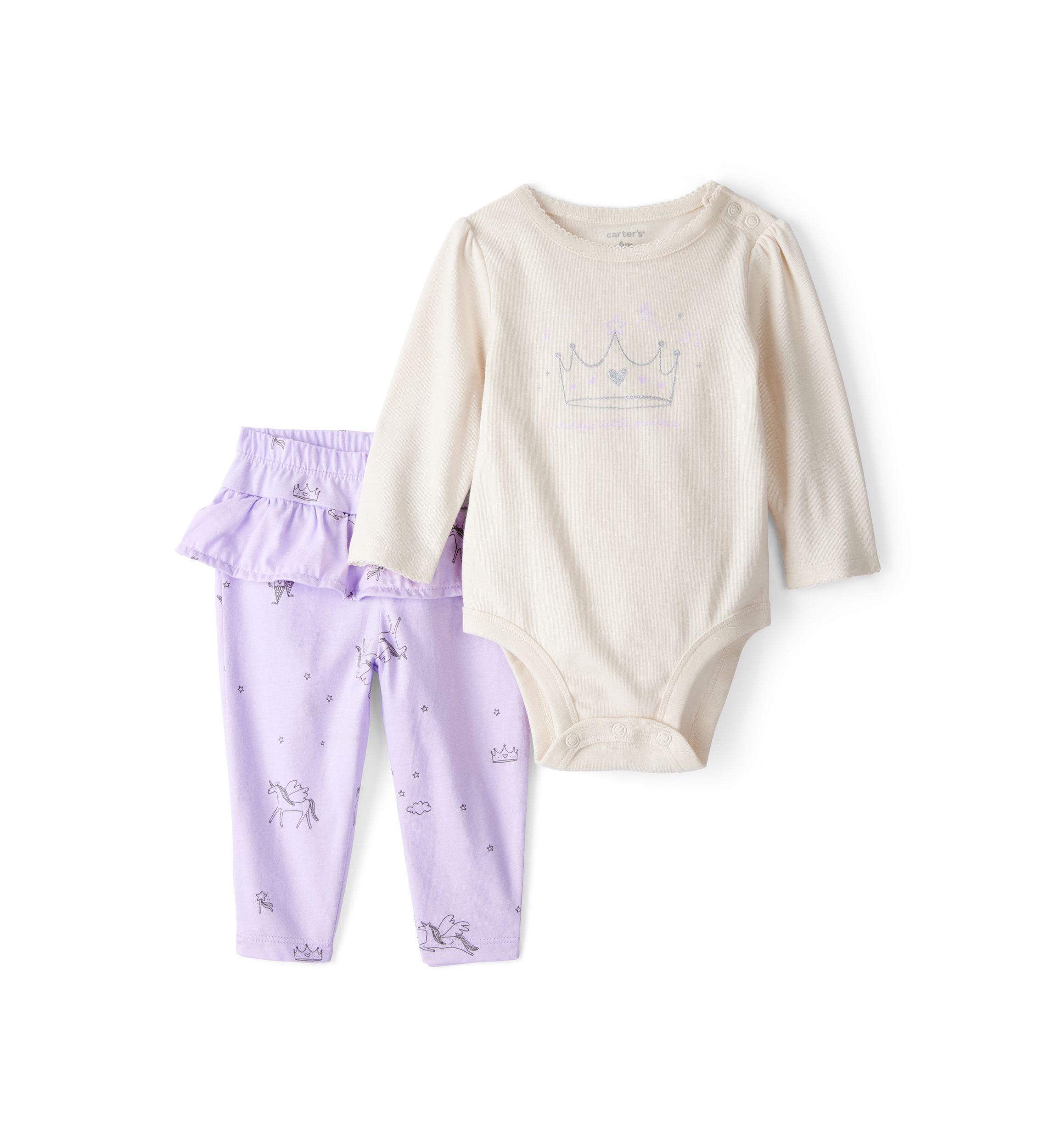Baby Girls Graphic Bodysuit and Printed Pants Set