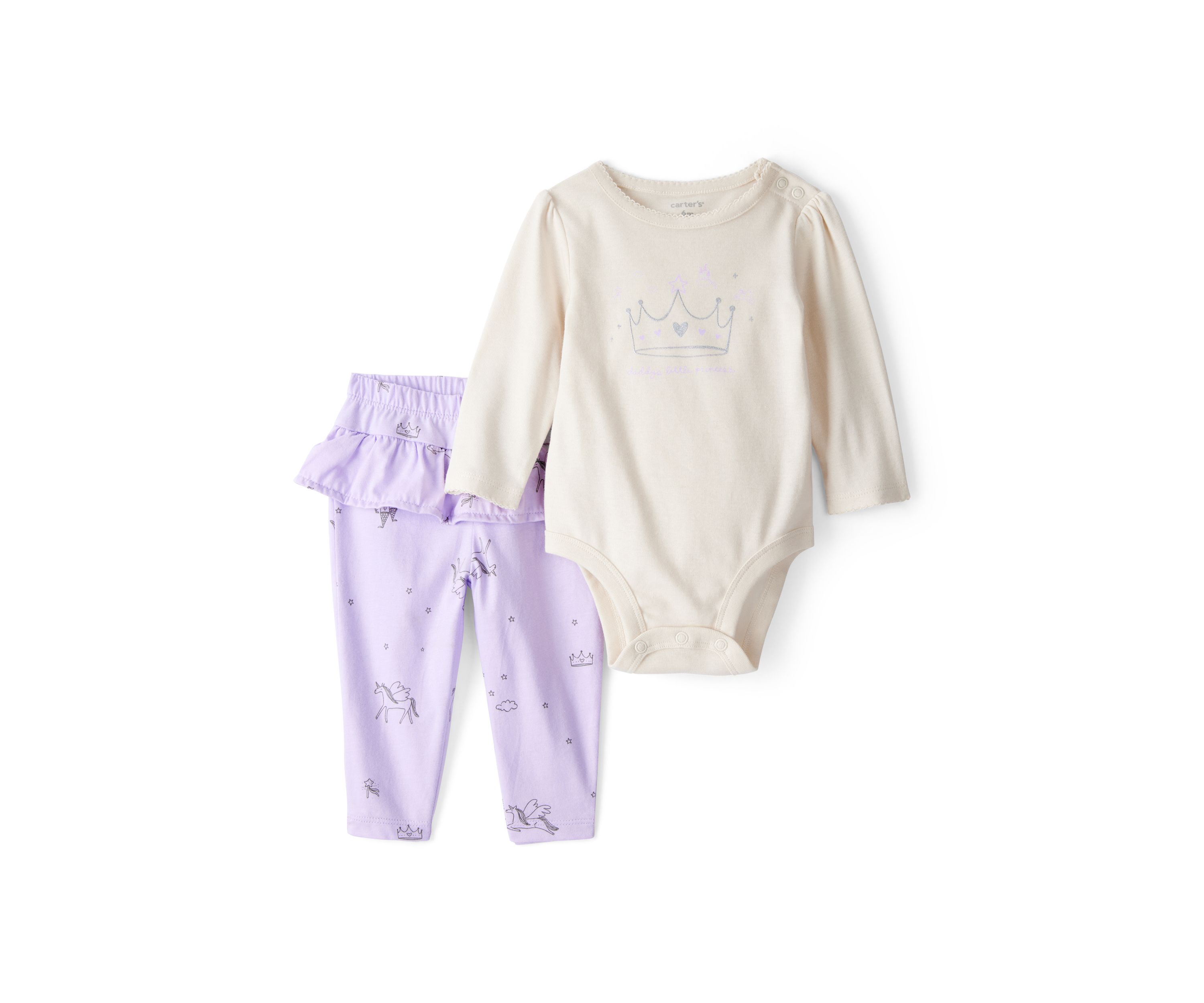 Baby Girls Graphic Bodysuit and Printed Pants Set