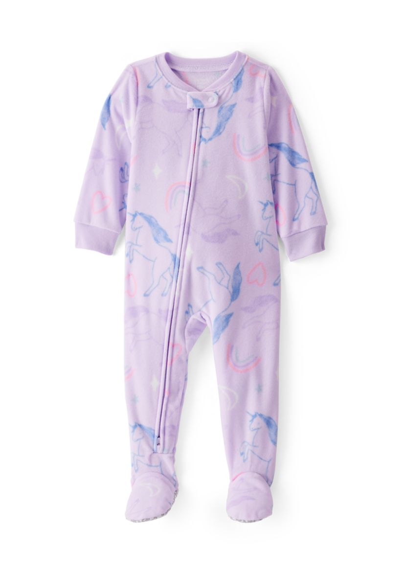 Baby Girls Printed Fleece Footie Pajamas
