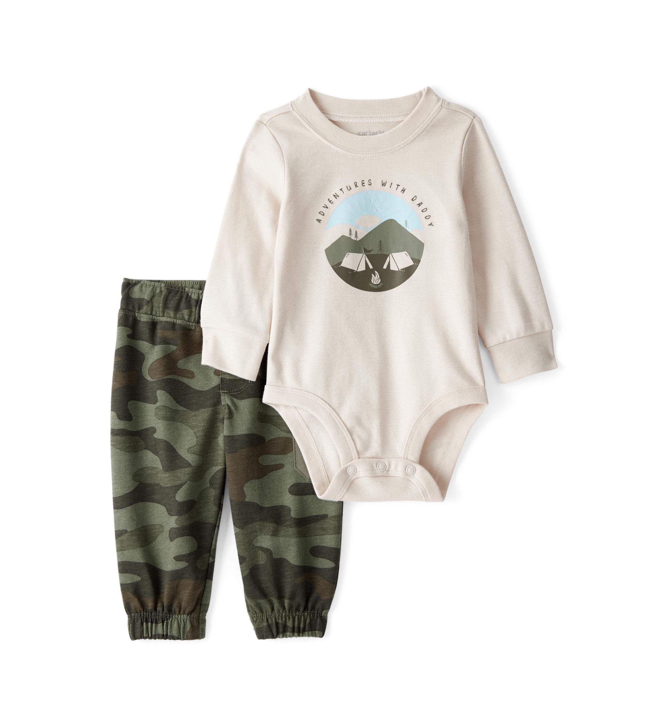 Baby Boys Graphic Bodysuit and Camo Pants Set