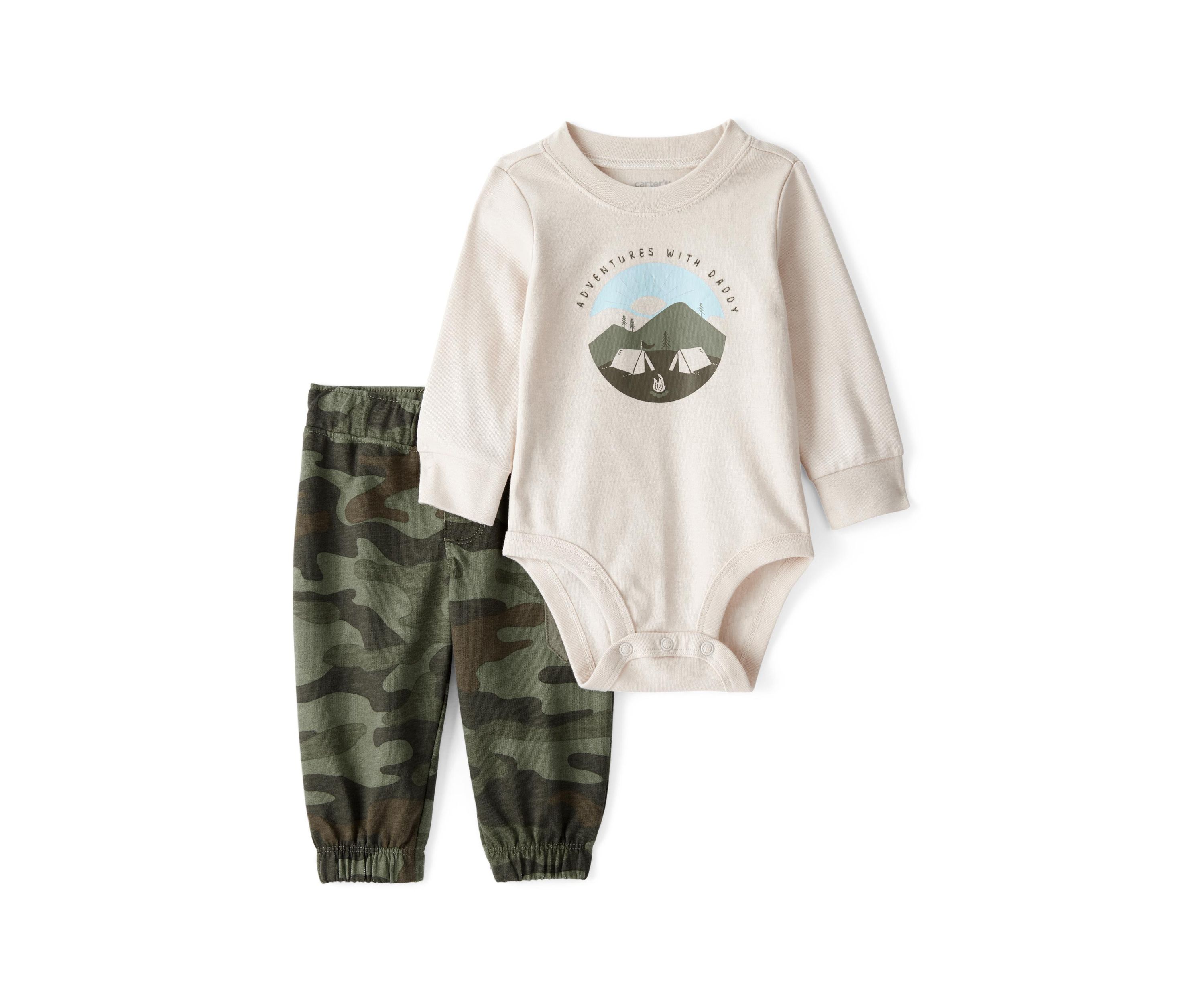 Baby Boys Graphic Bodysuit and Camo Pants Set