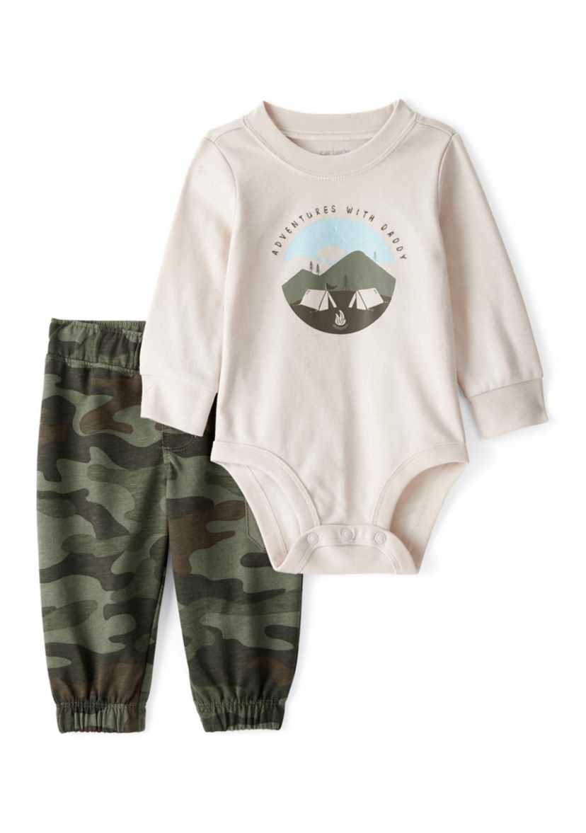 Baby Boys Graphic Bodysuit and Camo Pants Set