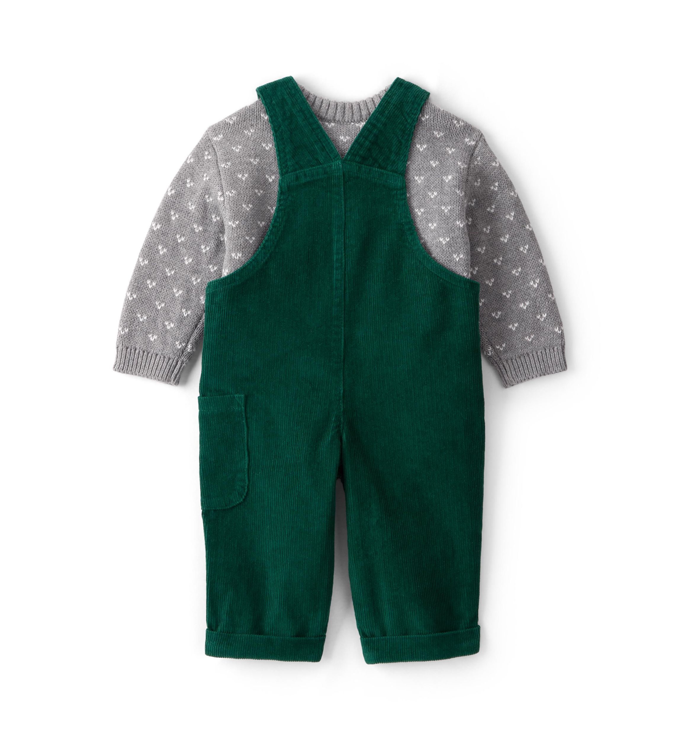 Baby Boys Printed Sweater and Overalls Set