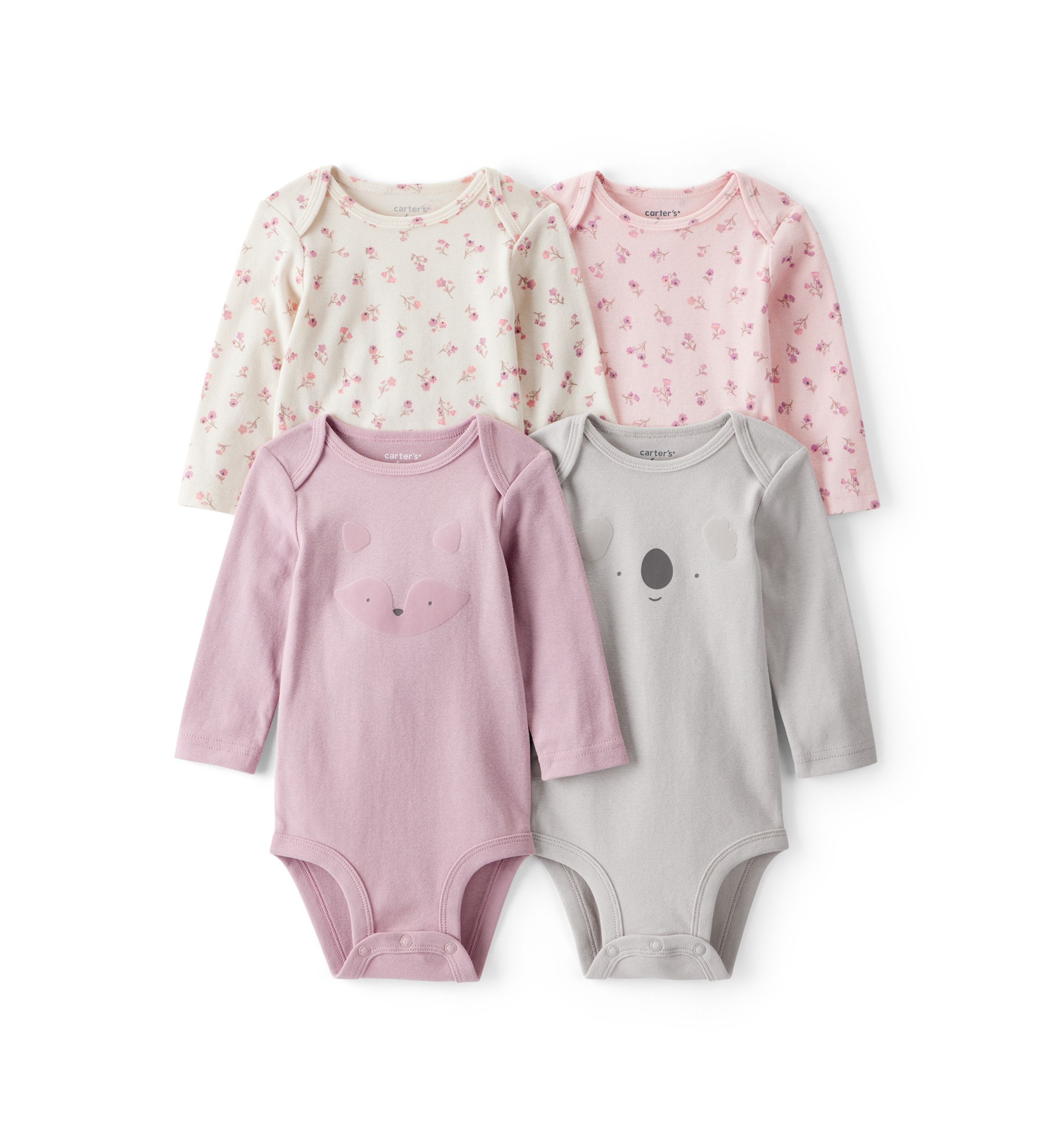 Baby Girls Bodysuits Set - 4 Pack