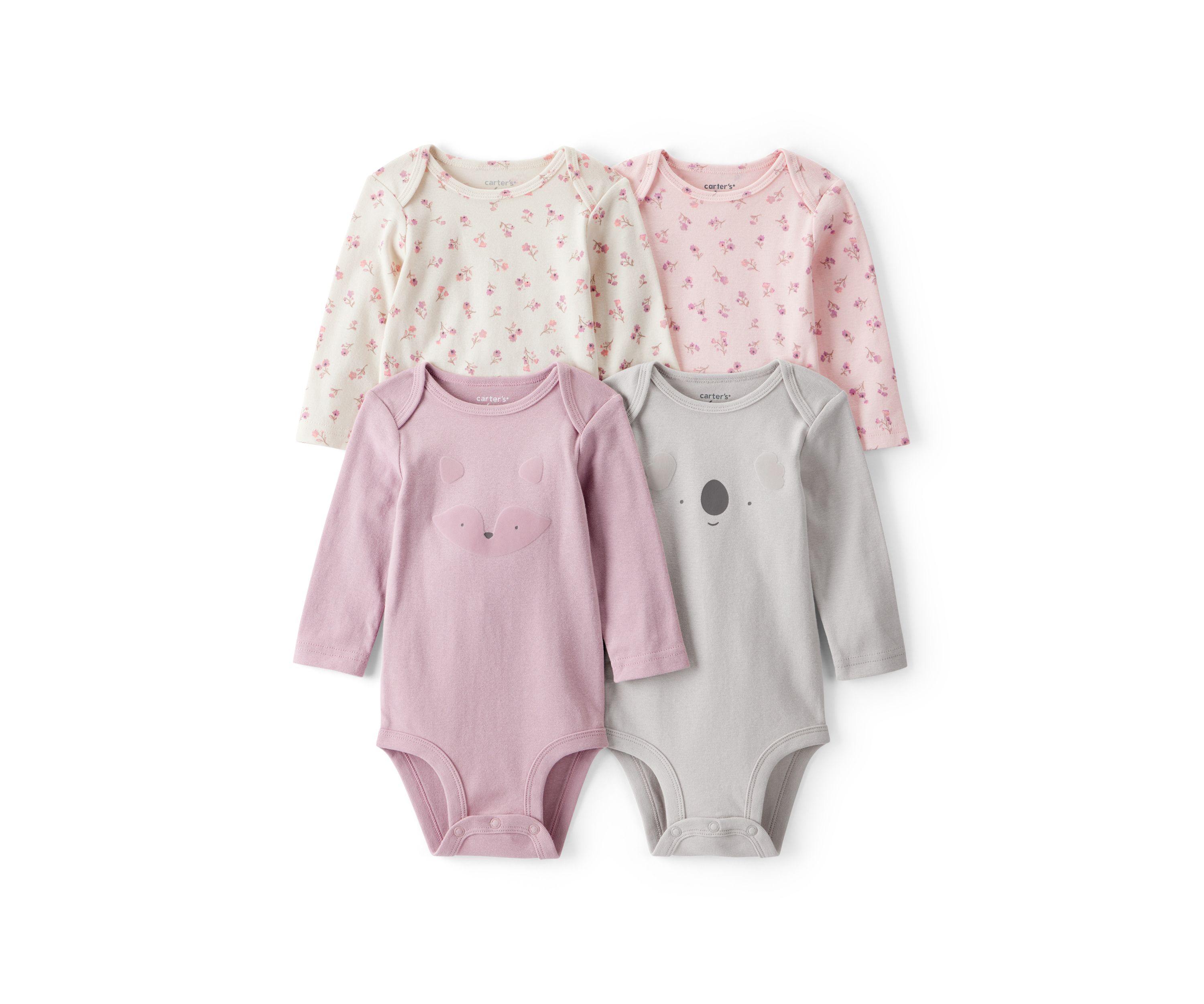 Baby Girls Bodysuits Set - 4 Pack