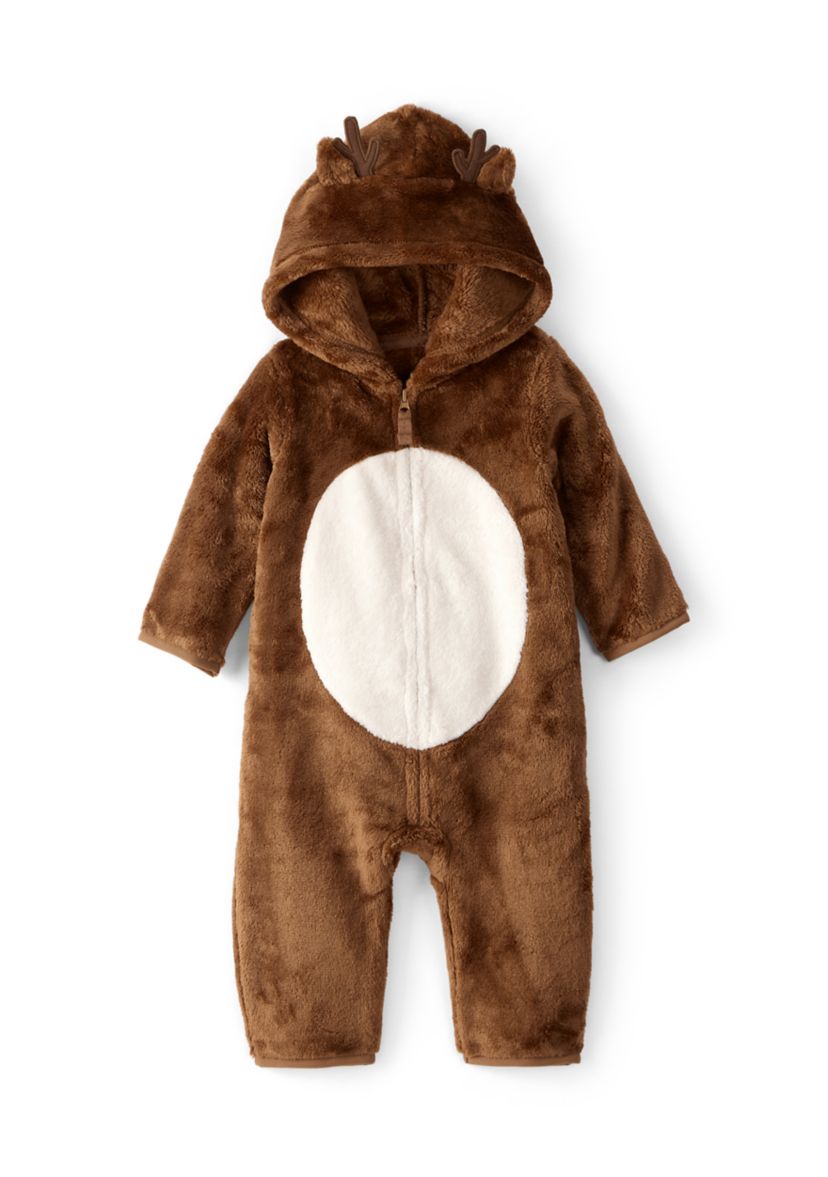 Baby Boys Reindeer Hooded Jumpsuit