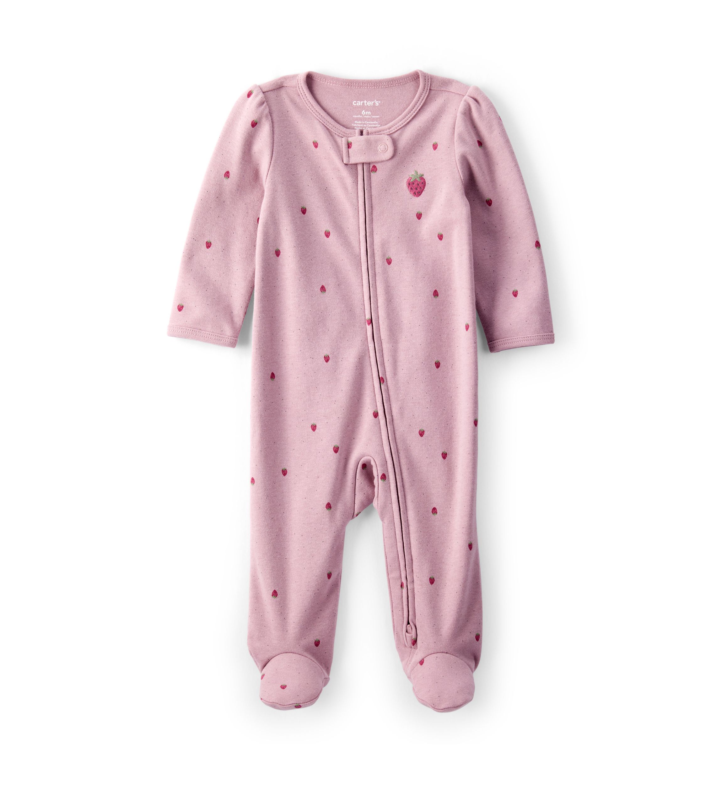 Baby Girls Strawberry Printed Footie Pajamas