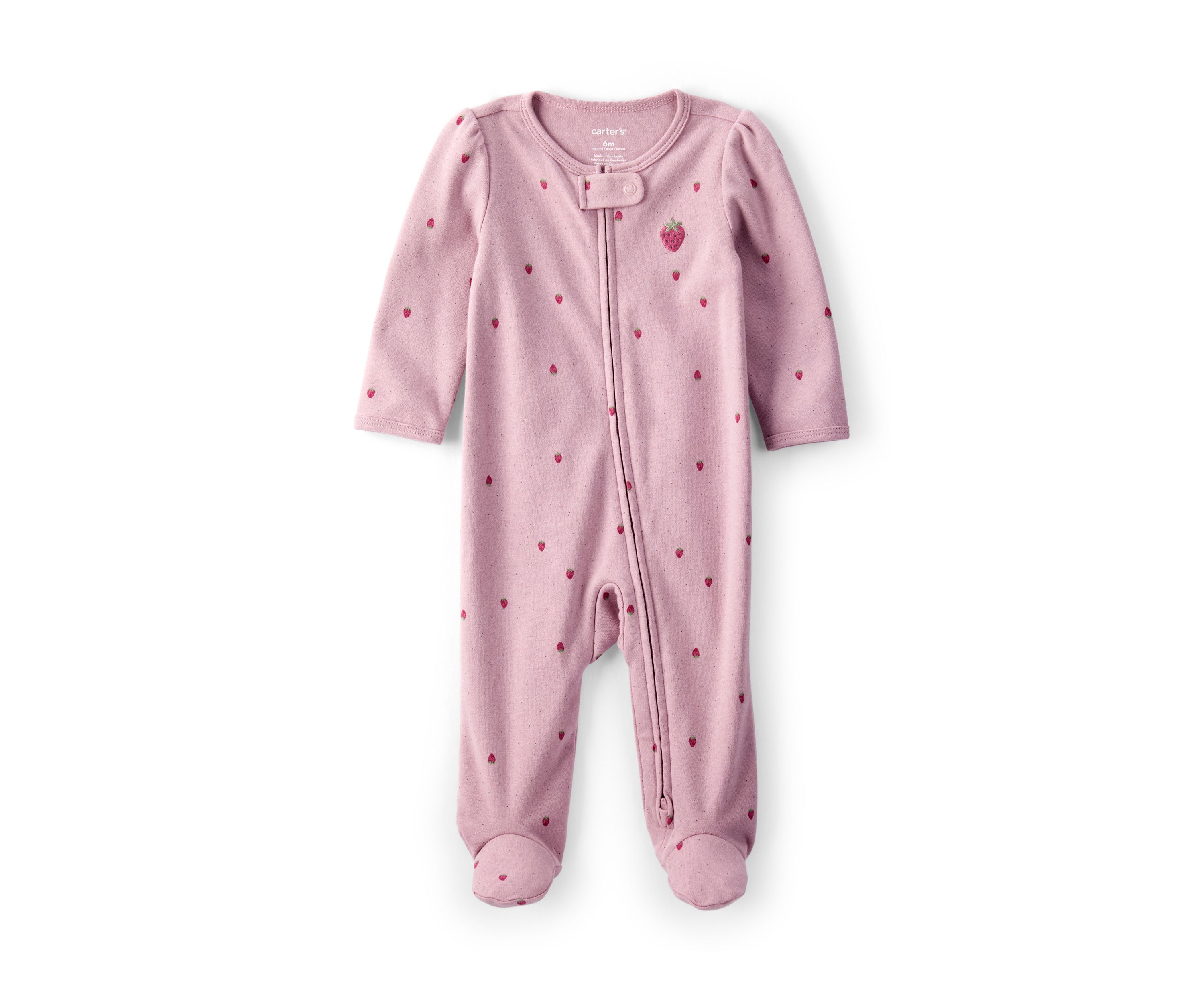 Baby Girls Strawberry Printed Footie Pajamas